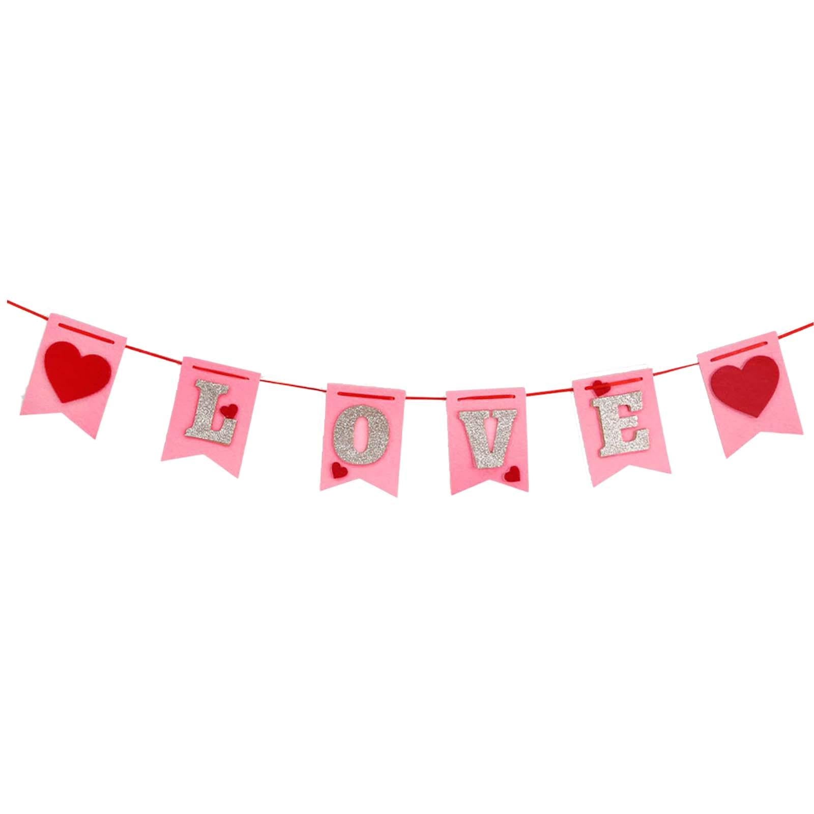 Valentines Day Burlap Banner Valentines Heart Banner for Birthday Home Party LOVE