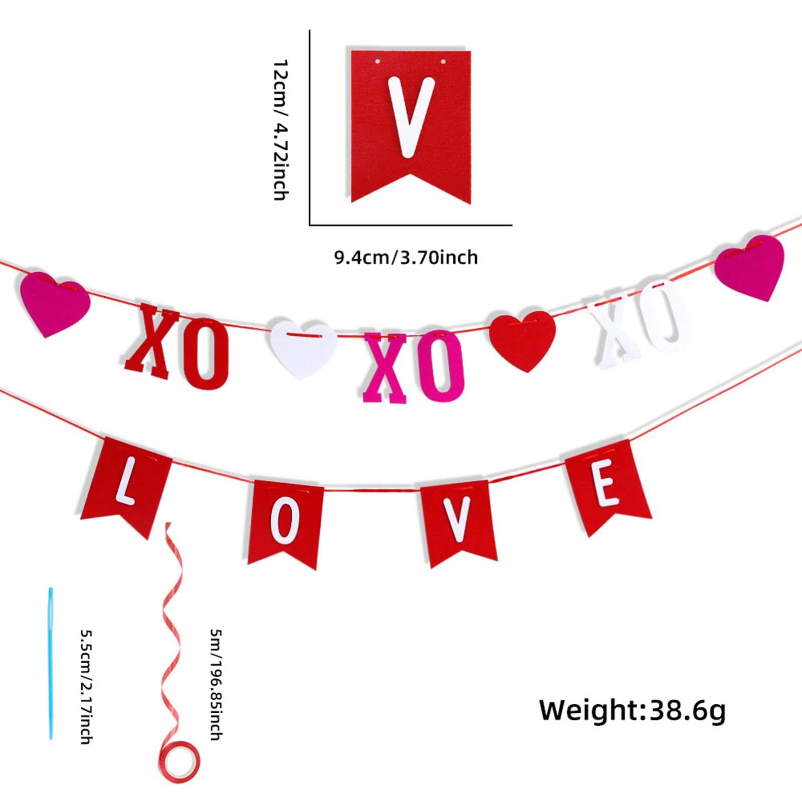 Valentines Day Burlap Banner Valentines Heart Banner for Birthday Home Party XO