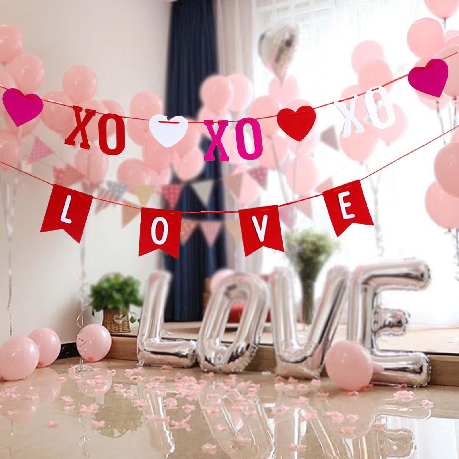 Valentines Day Burlap Banner Valentines Heart Banner for Birthday Home Party XO