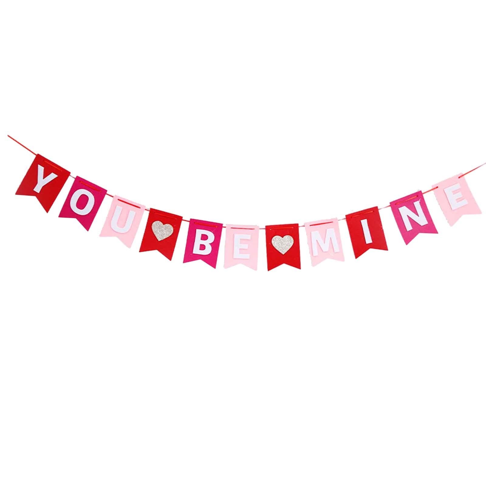 Valentines Day Burlap Banner Valentines Heart Banner for Birthday Home Party YOU BE MINE