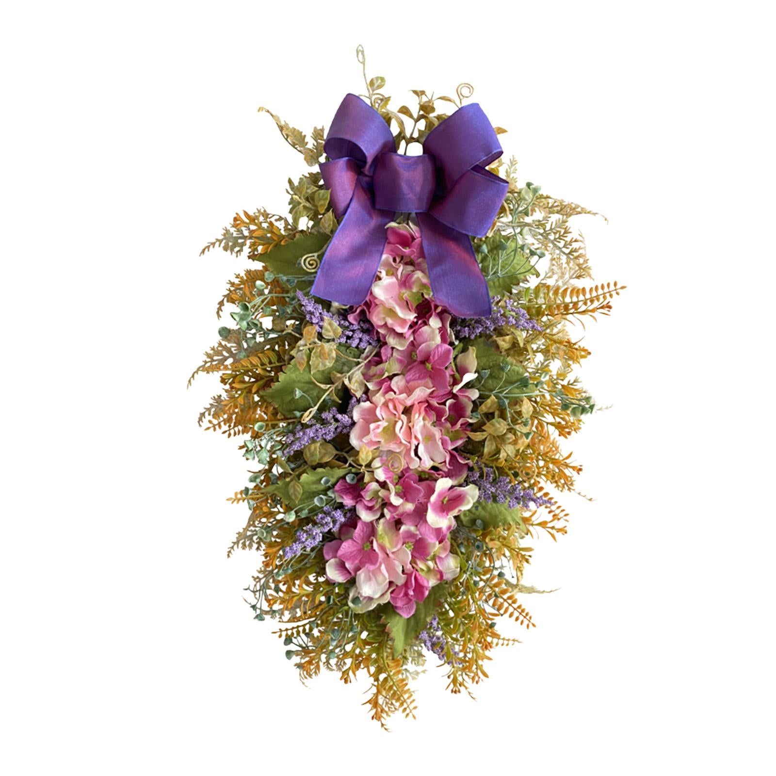 Floral Swag Ornaments Realistic Texture Teardrop Wreath for Wall Room Garden