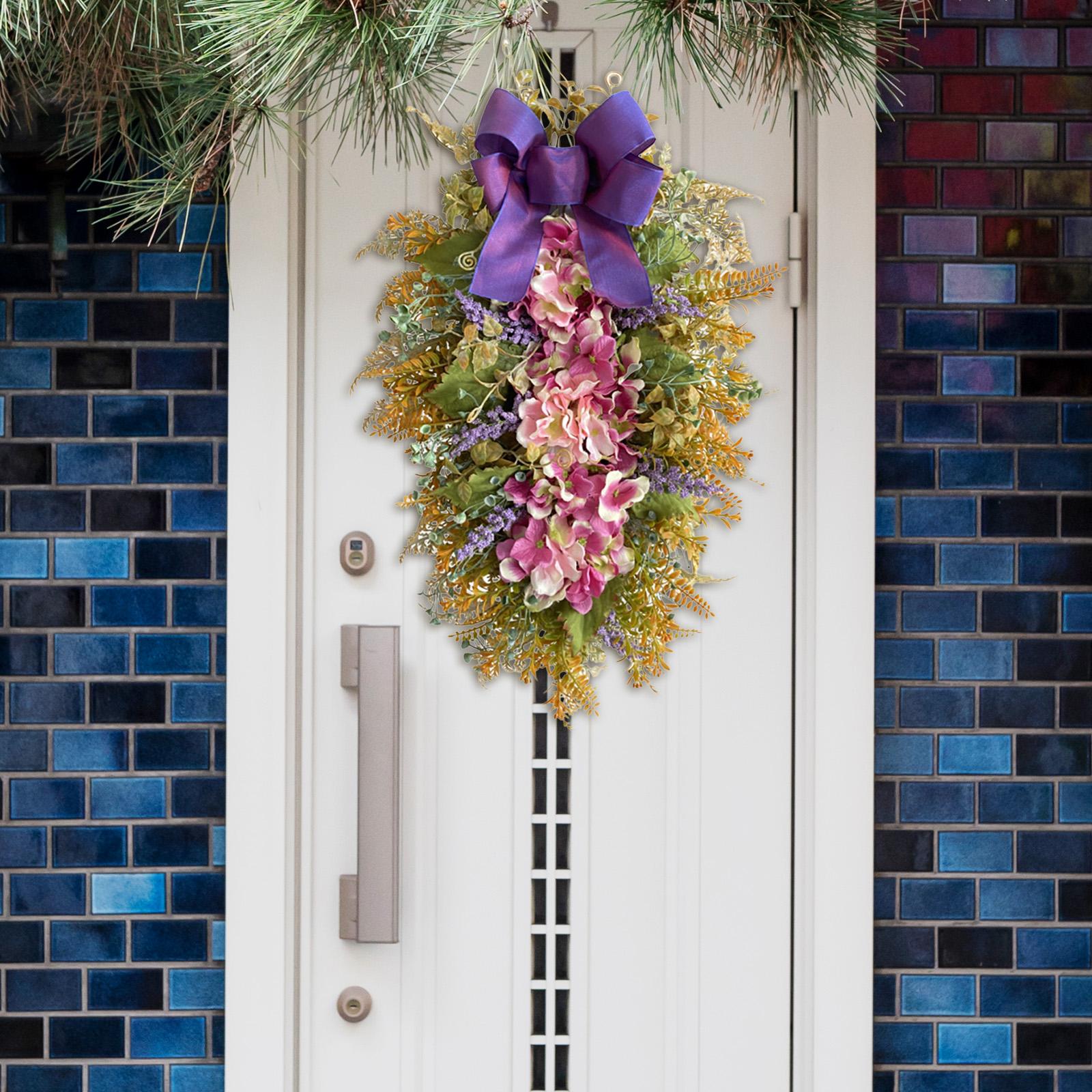 Floral Swag Ornaments Realistic Texture Teardrop Wreath for Wall Room Garden