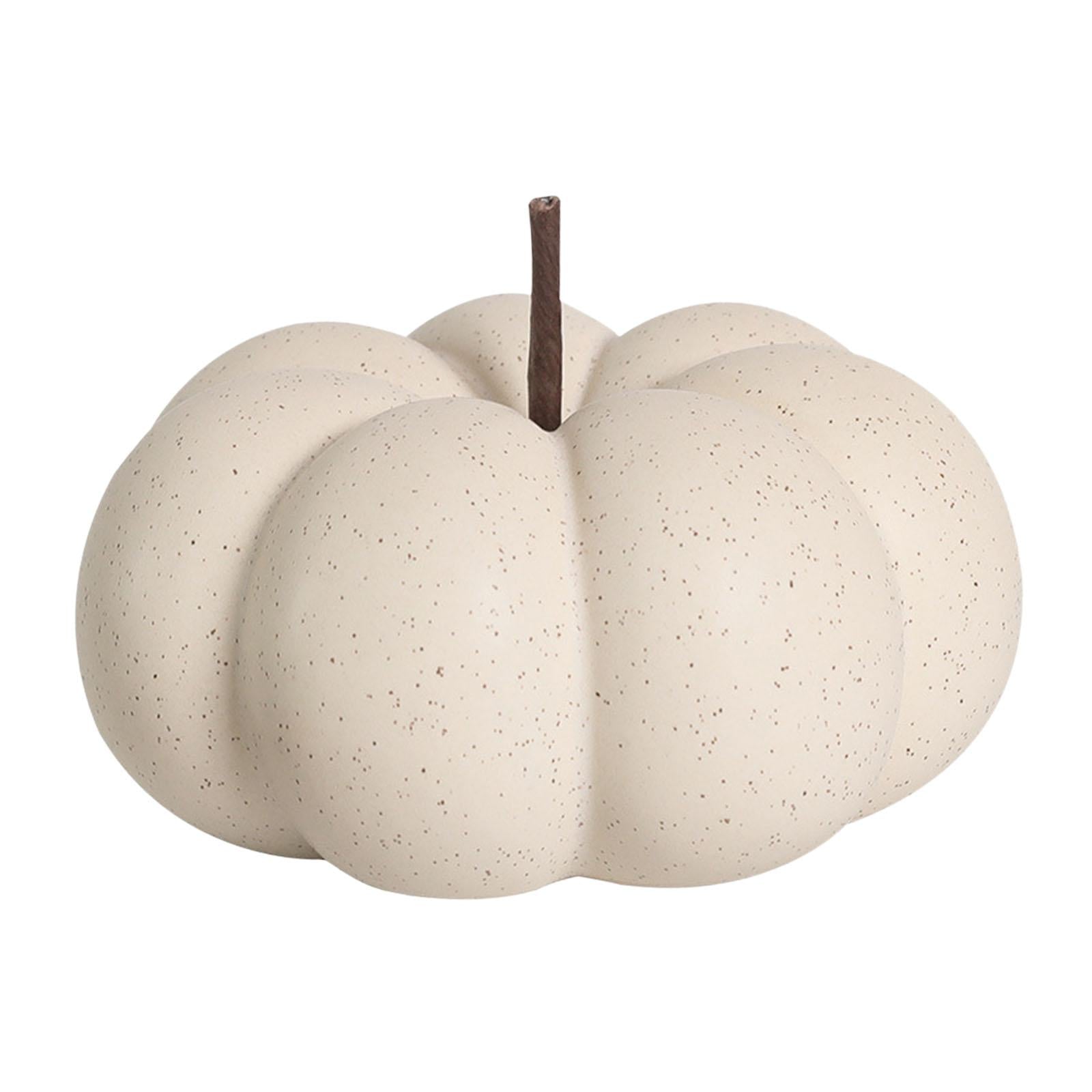 Fake Pumpkins Model Ceramic Artificial Pumpkins for Halloween Fireplace Fall White