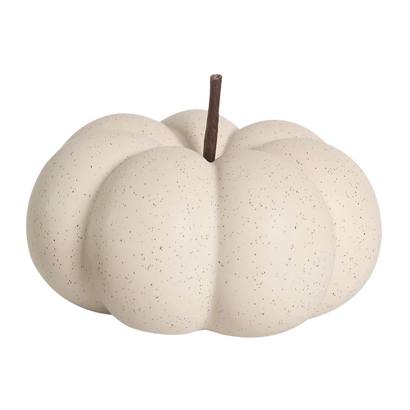 Fake Pumpkins Model Ceramic Artificial Pumpkins for Halloween Fireplace Fall White