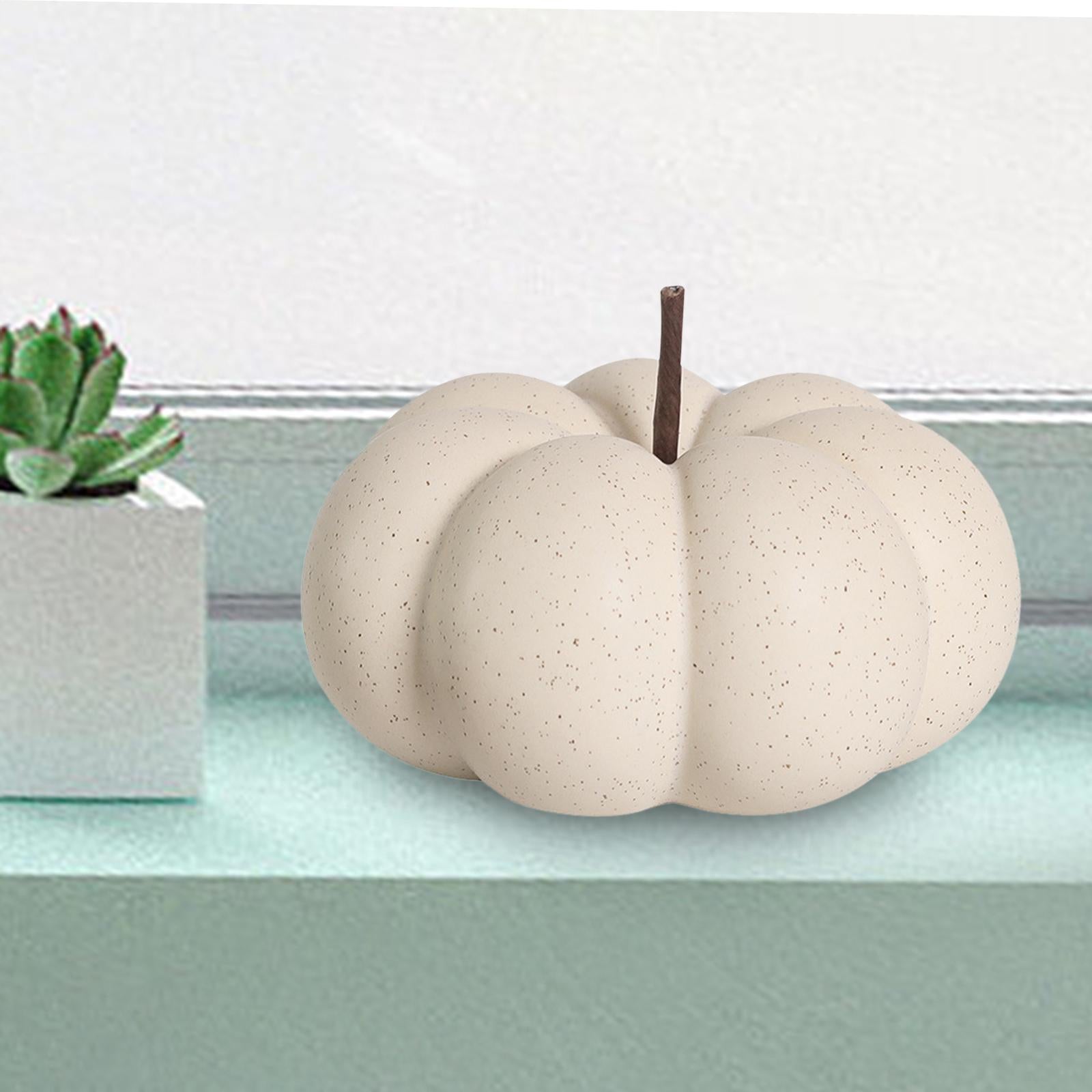 Fake Pumpkins Model Ceramic Artificial Pumpkins for Halloween Fireplace Fall White