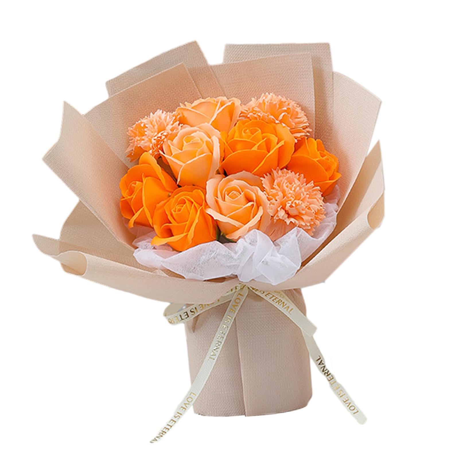 Rose Bouquets Soap Flower for Valentines Day Teachers' Day Special Occassions Orange