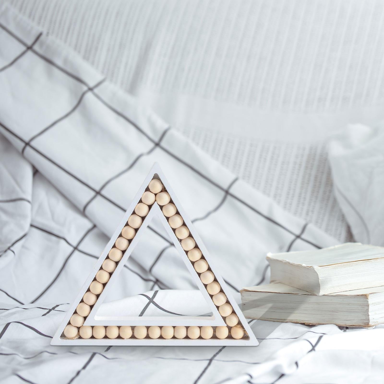 Triangle Decoration Aesthetic Wooden Handicraft for Shelf Office Dining Room 15.5x18x2cm