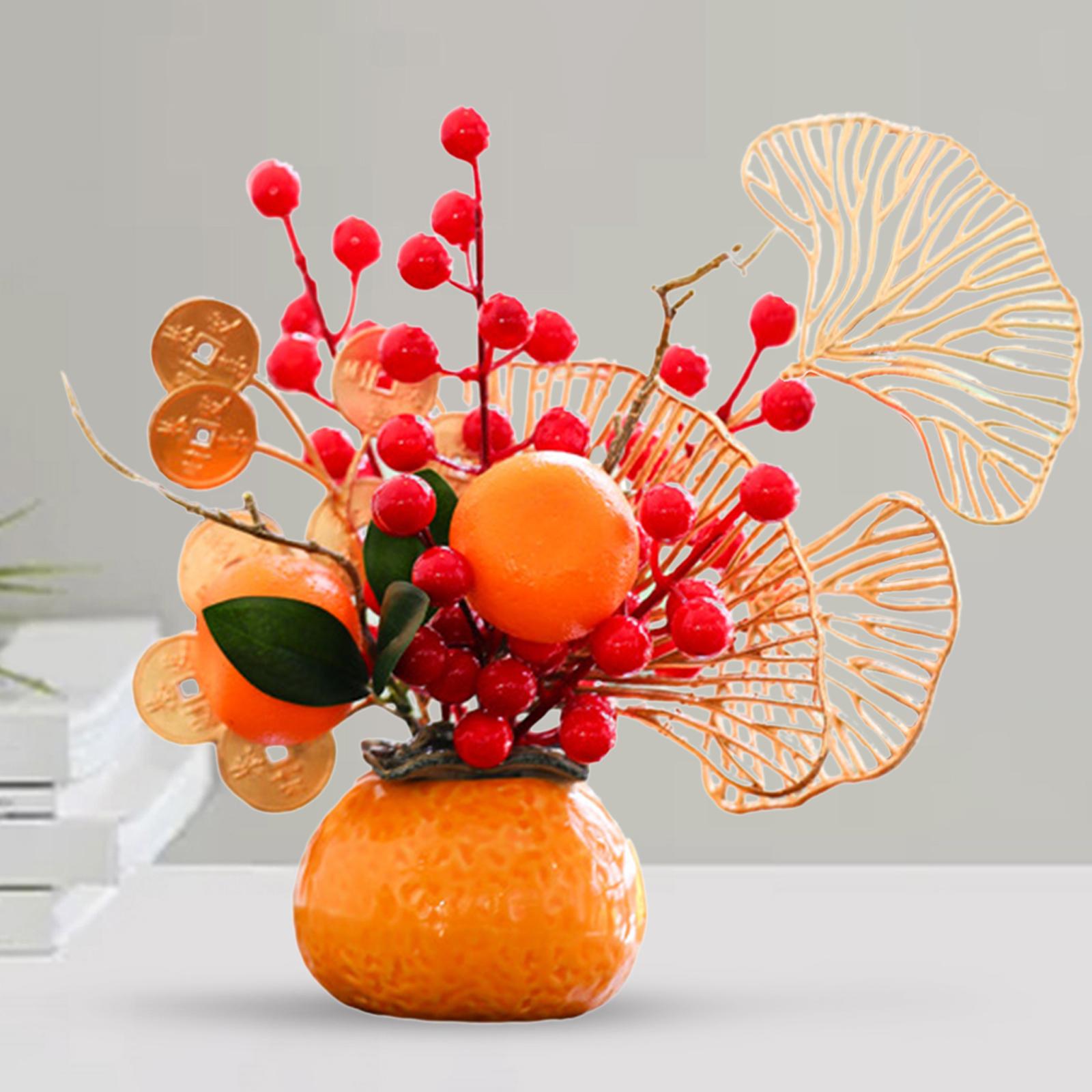 Artificial Flowers Plants Pots Bouquet New Year Pots for New Year Hotel Home Style C