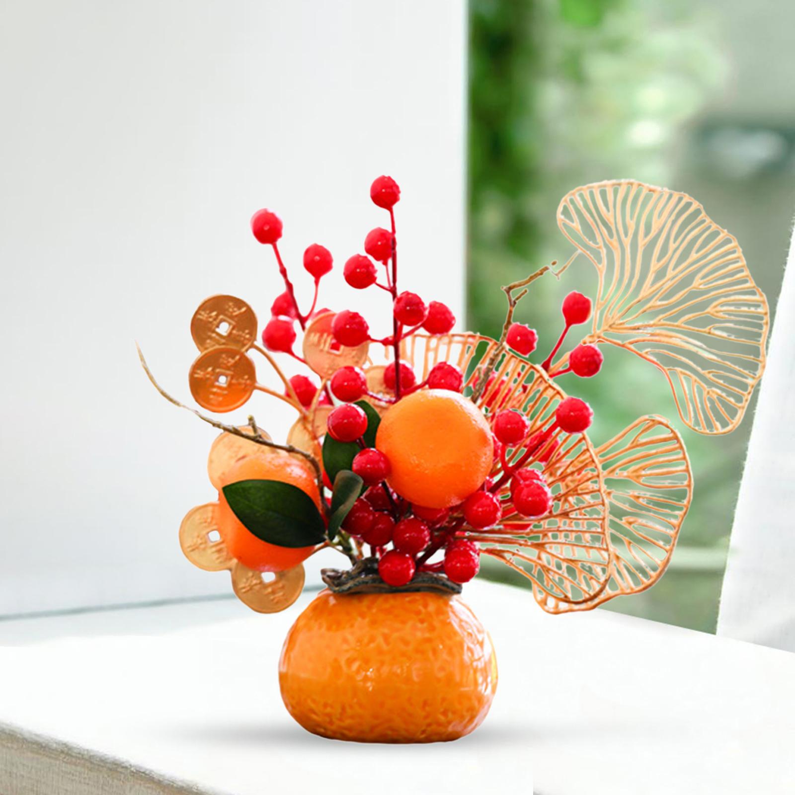 Artificial Flowers Plants Pots Bouquet New Year Pots for New Year Hotel Home Style C