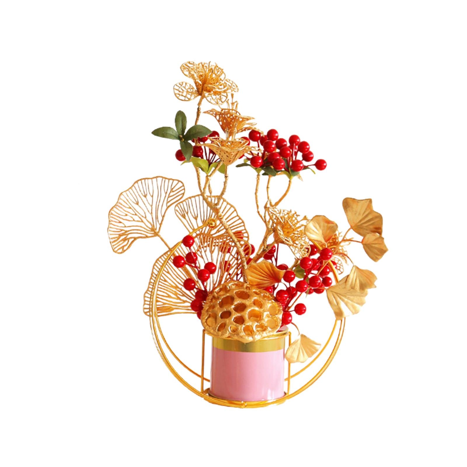 Chinese New Year Decorations Bonsai Plant Wedding Artificial Potted Flowers With Lotus Pod