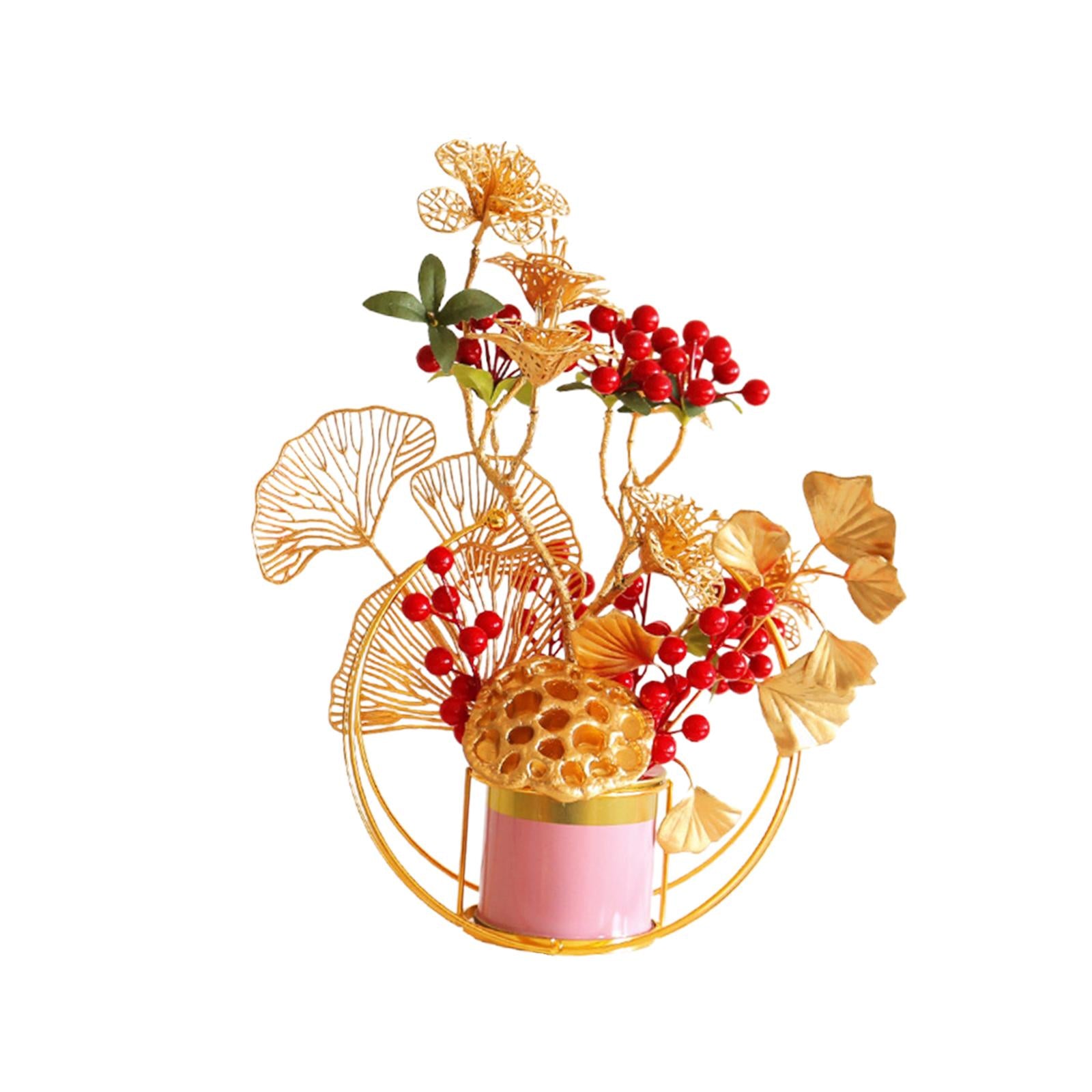 Chinese New Year Decorations Bonsai Plant Wedding Artificial Potted Flowers With Lotus Pod