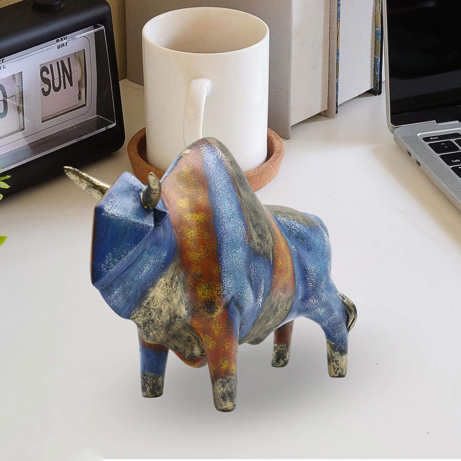 Bull Sculpture Decor Bull Ornament Ox Statue for Birthday Living Room Office