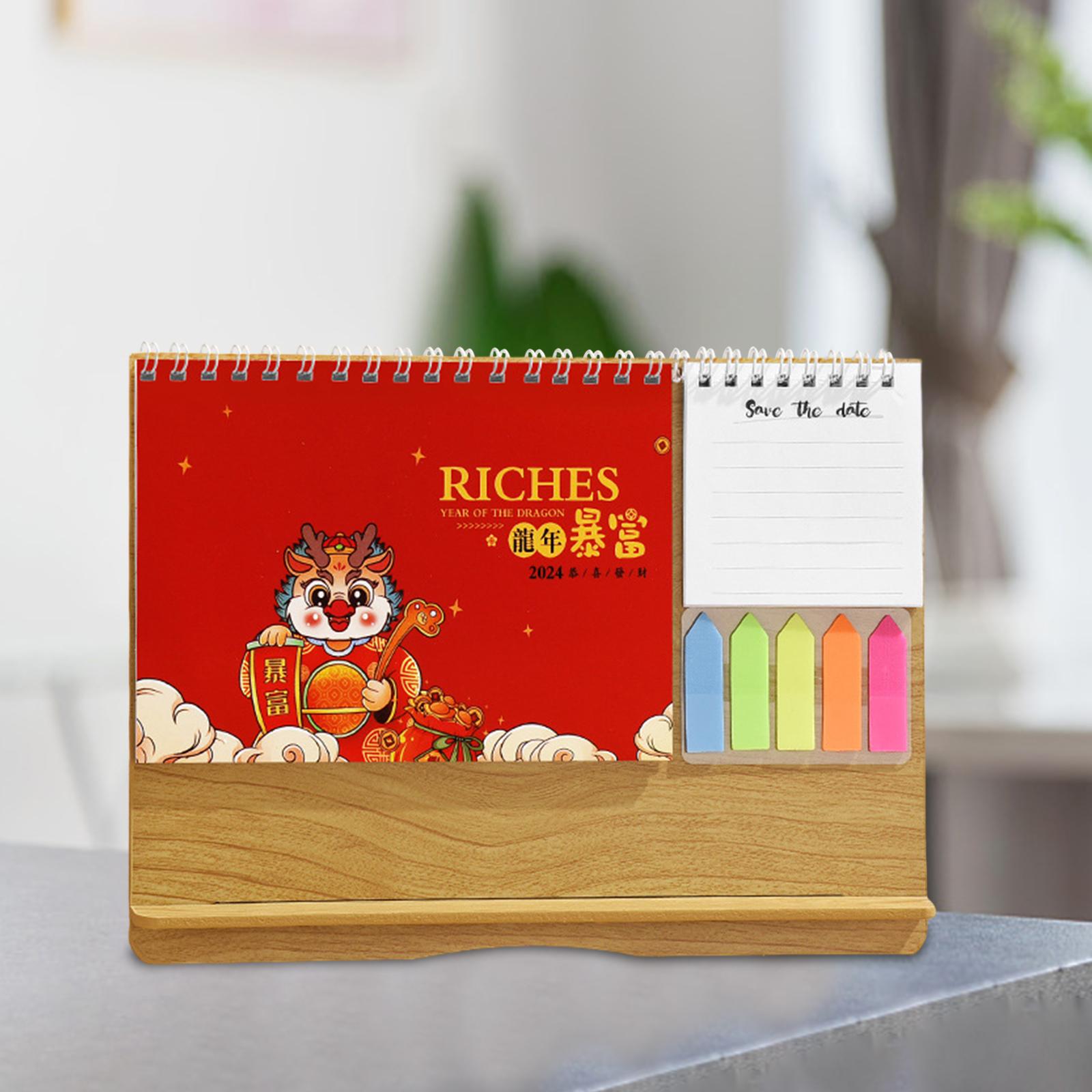 Desktop Calendar 2024 Personal Daily Planner Calendar Standing Flip Calendar Style E