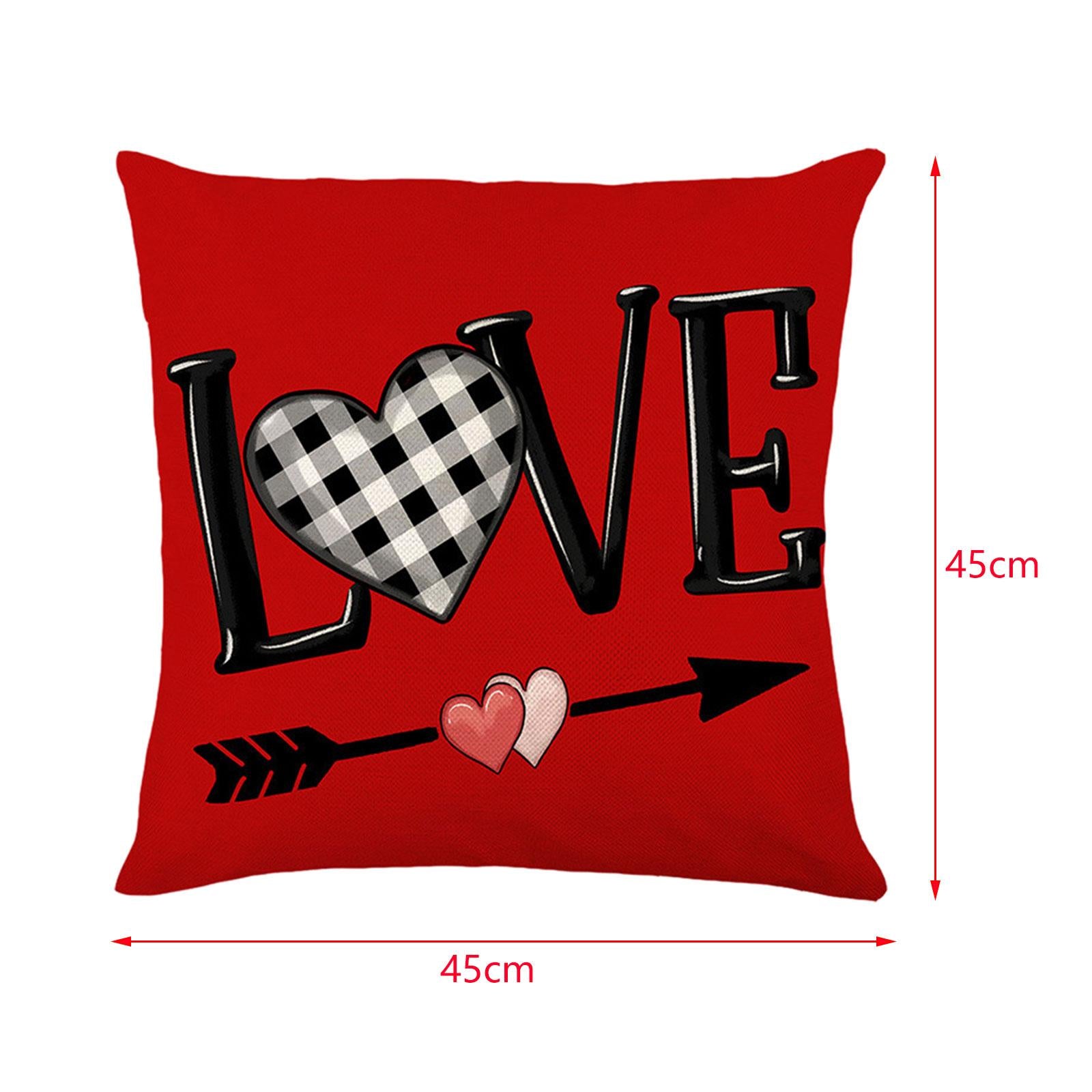 Valentines Day Pillow 45x45cm Sqaure Love Heart Pattern for Couch Sofa Chair Style A