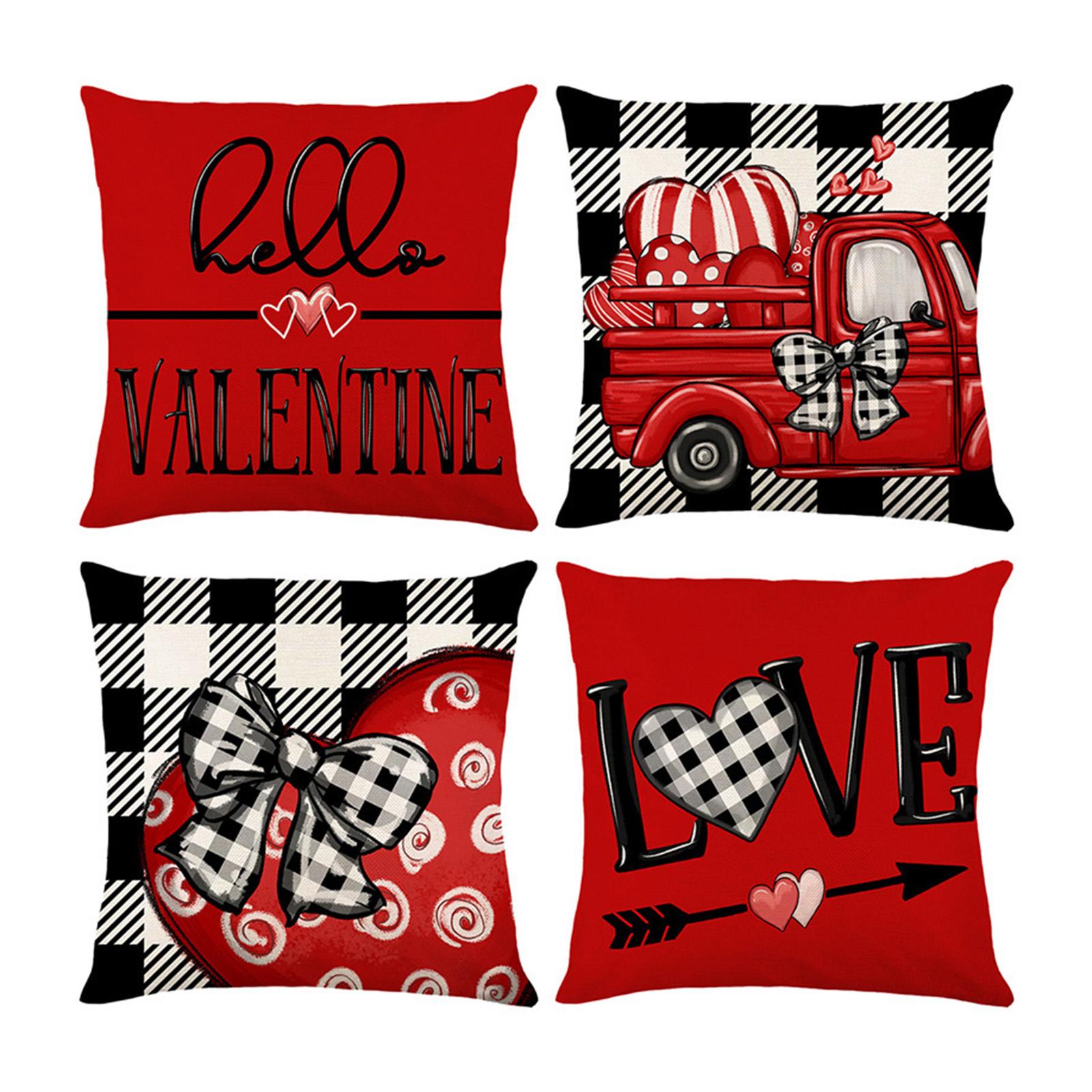 Valentines Day Pillow 45x45cm Sqaure Love Heart Pattern for Couch Sofa Chair Style A