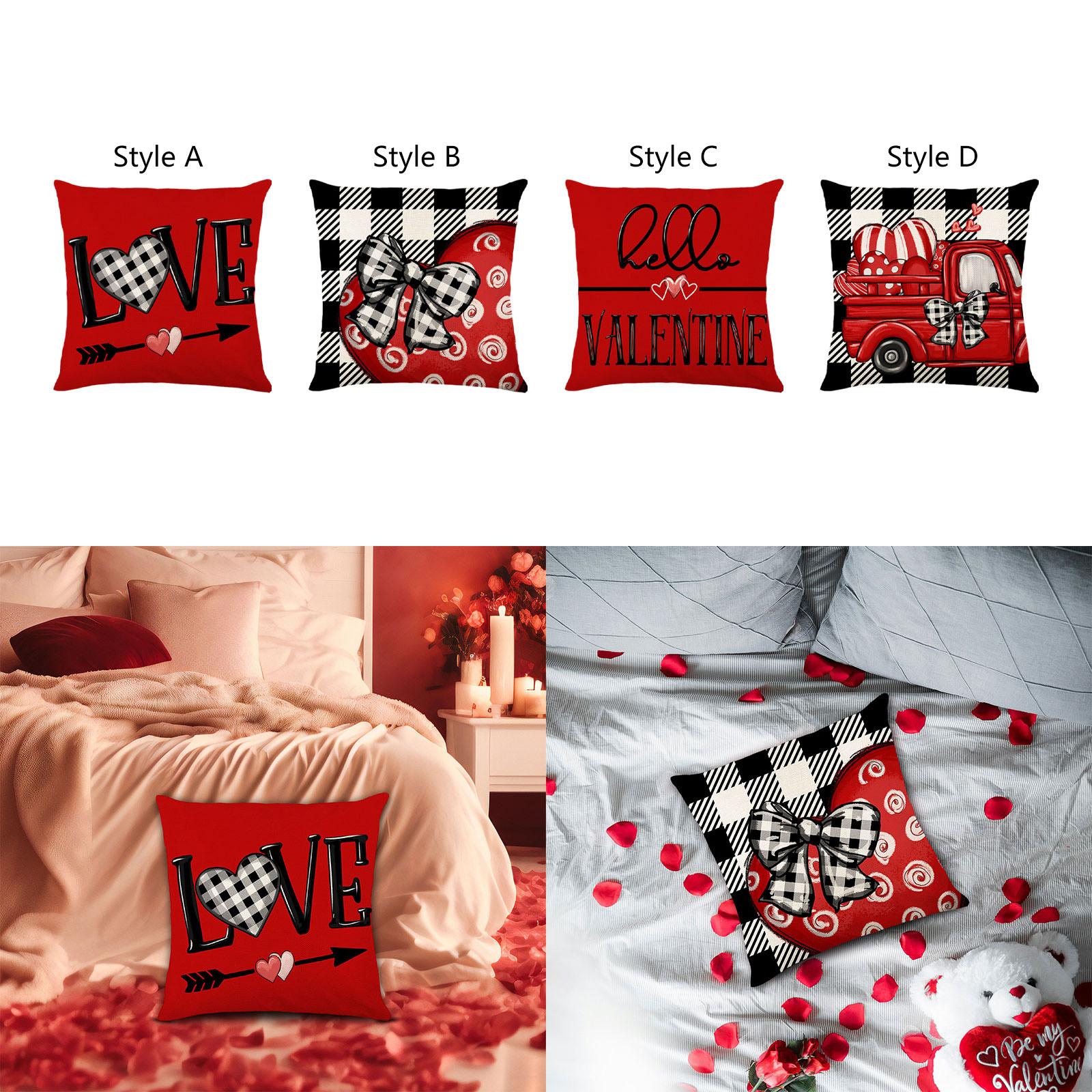 Valentines Day Pillow 45x45cm Sqaure Love Heart Pattern for Couch Sofa Chair Style A