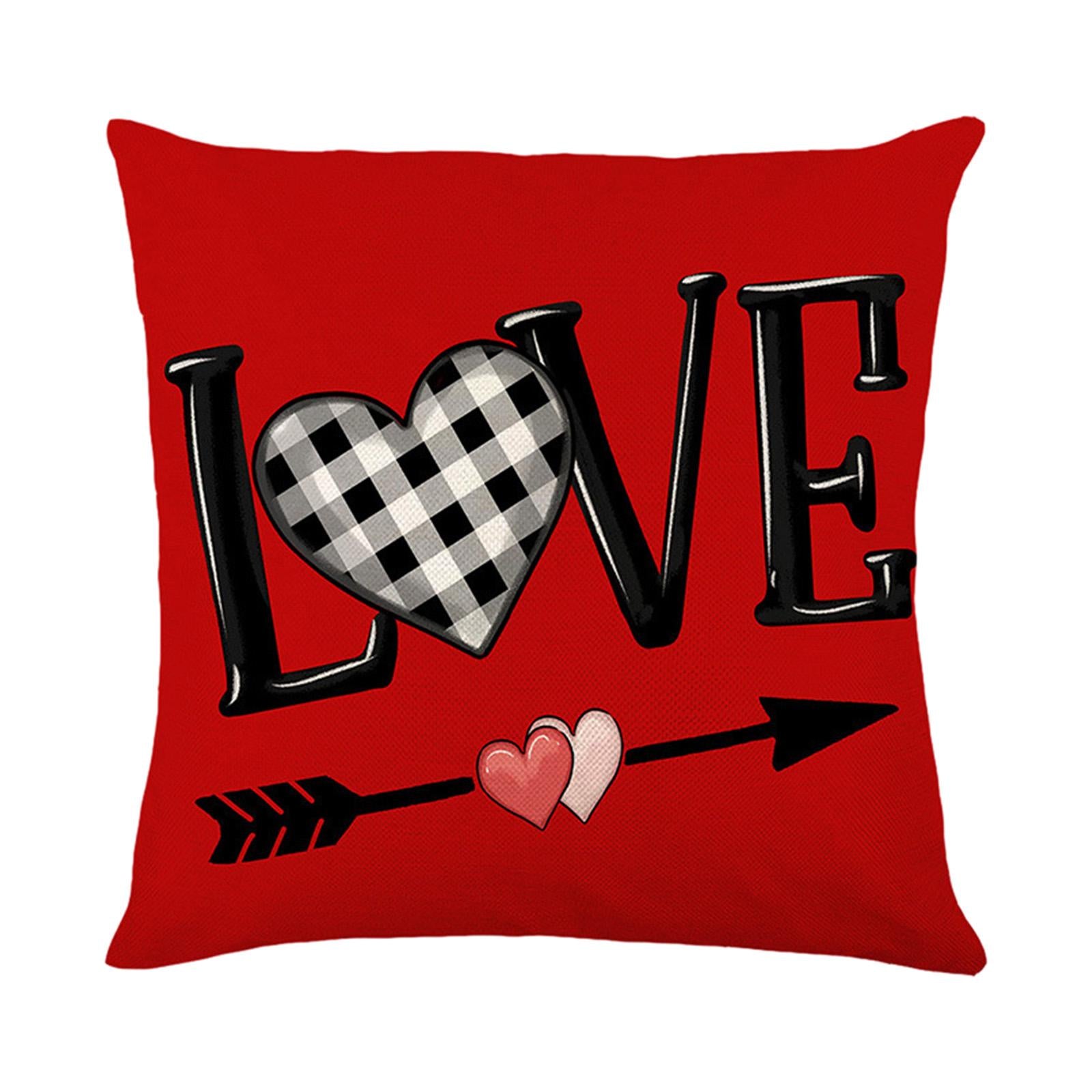 Valentines Day Pillow 45x45cm Sqaure Love Heart Pattern for Couch Sofa Chair Style A