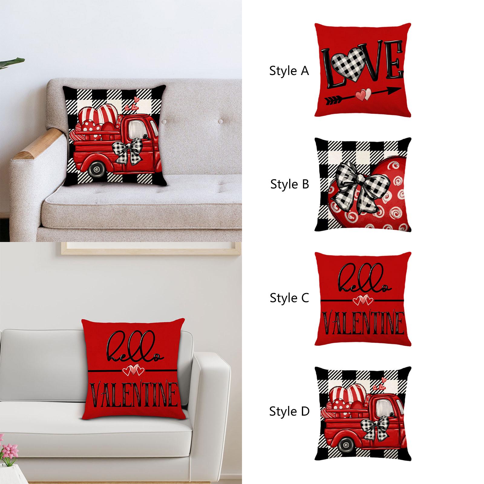 Valentines Day Pillow 45x45cm Sqaure Love Heart Pattern for Couch Sofa Chair Style A