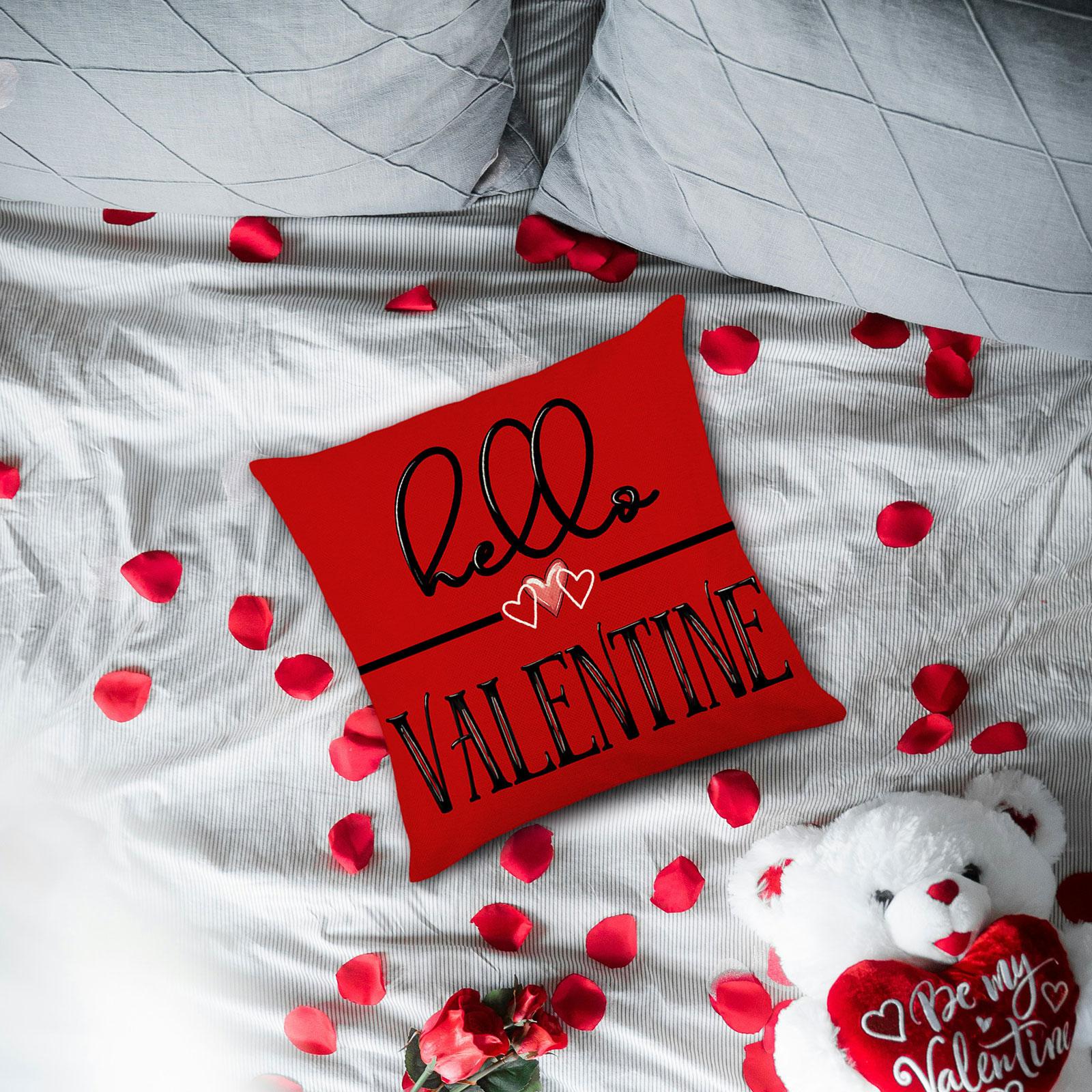 Valentines Day Pillow 45x45cm Sqaure Love Heart Pattern for Couch Sofa Chair Style C