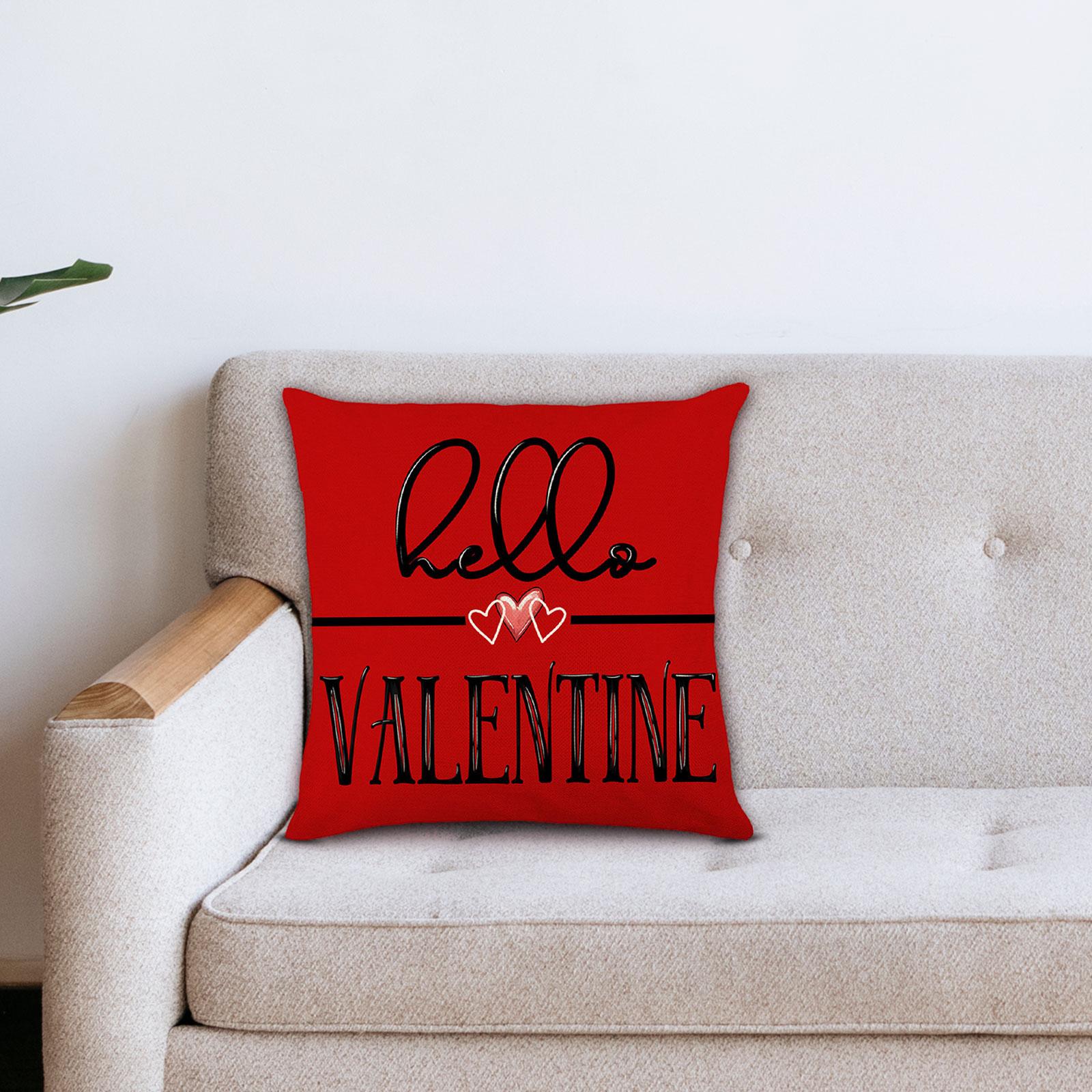 Valentines Day Pillow 45x45cm Sqaure Love Heart Pattern for Couch Sofa Chair Style C