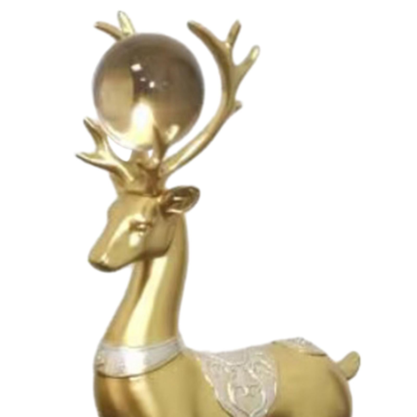 2x Deer Statues Modern Resin Desktop Ornament for Fireplace Desk Living Room Gold Silver