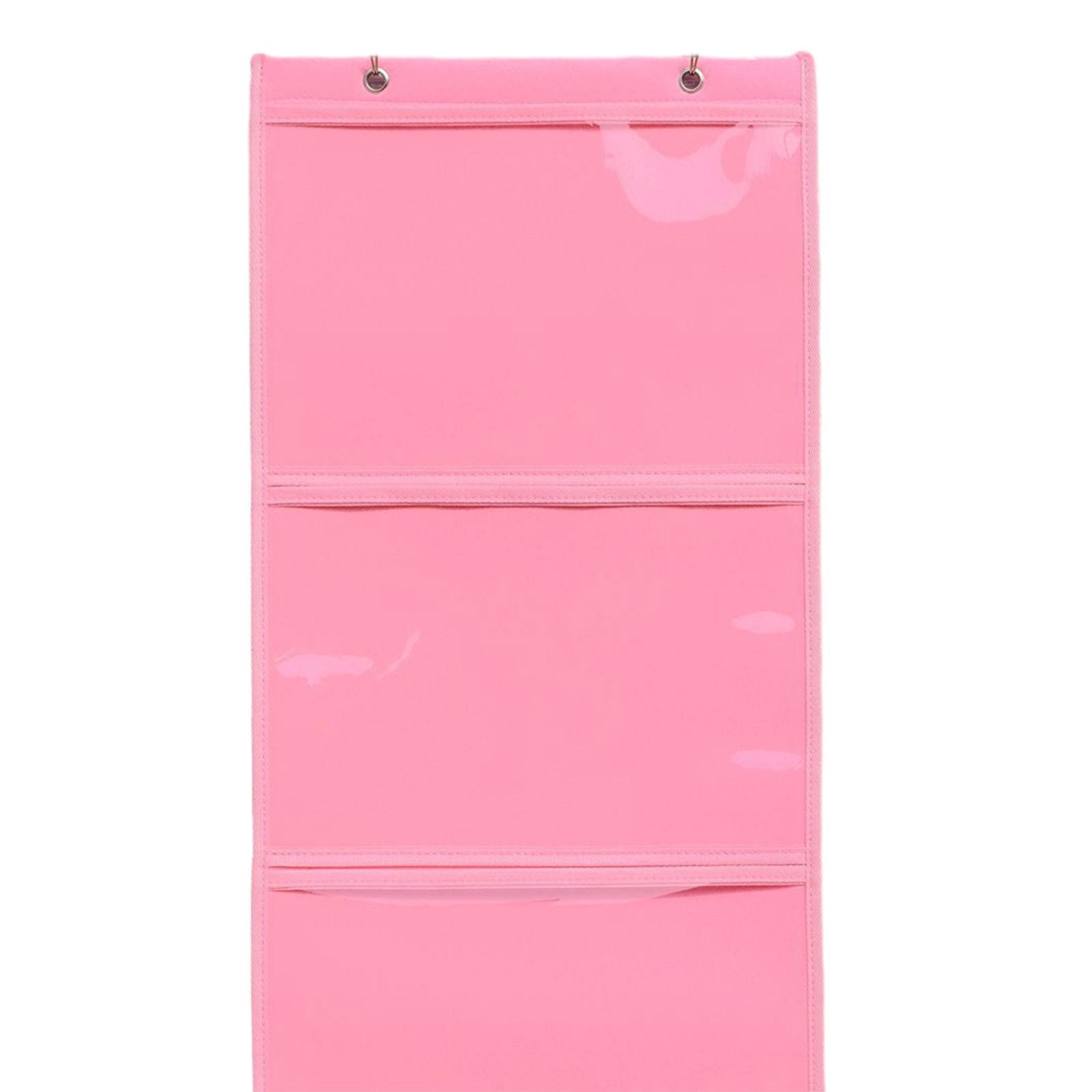 Kindergarten Art Display Hanging Bag Multipurpose Painting Hanging Organizer Pink 4 Grid