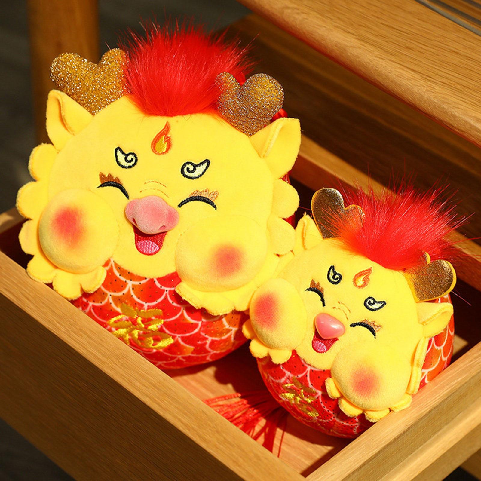 Chinese New Year Dragon Doll Kids Plush Dragon Toy for Wall Living Room Bags Height 15cm