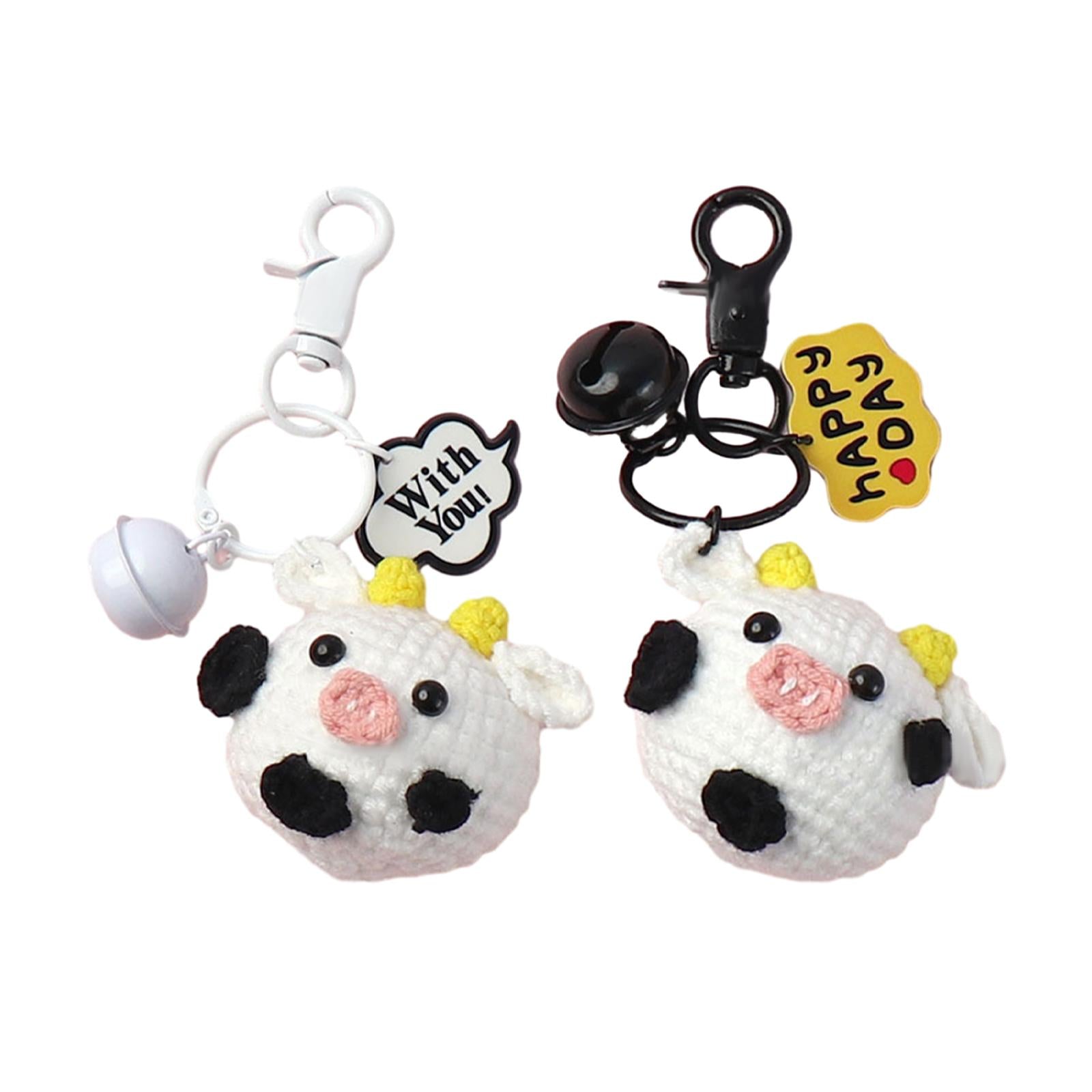 Knitted Keychain Plush Creative Charm Hanging Pendant for Wallet Phone Purse Black