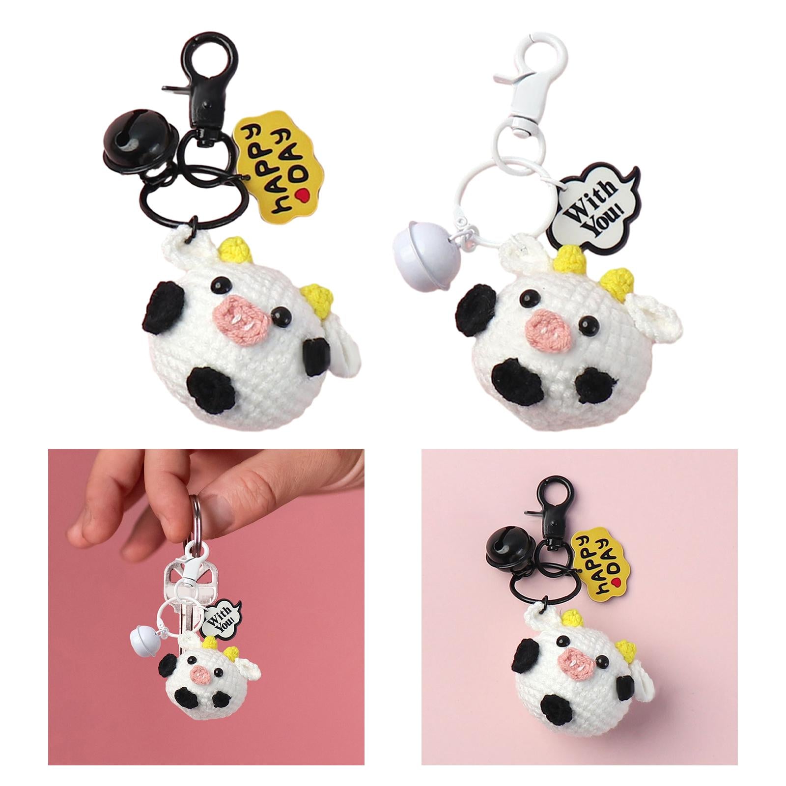 Knitted Keychain Plush Creative Charm Hanging Pendant for Wallet Phone Purse Black