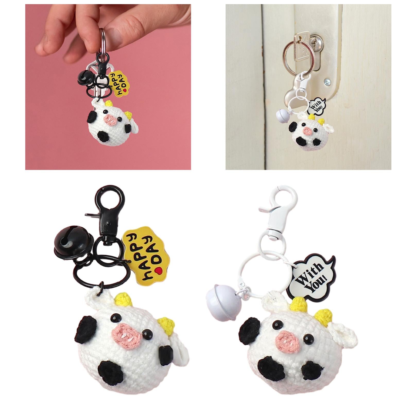 Knitted Keychain Plush Creative Charm Hanging Pendant for Wallet Phone Purse Black