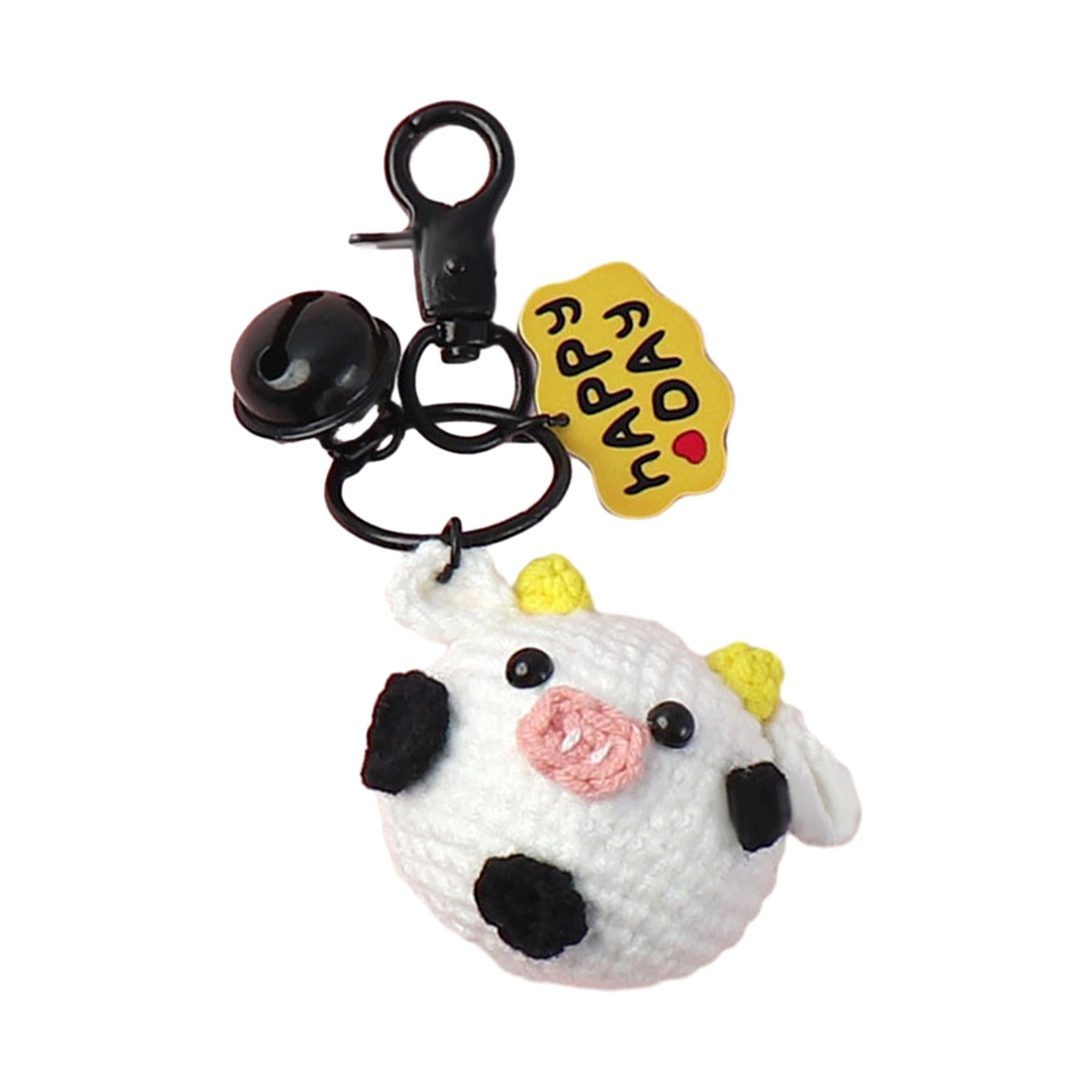 Knitted Keychain Plush Creative Charm Hanging Pendant for Wallet Phone Purse Black