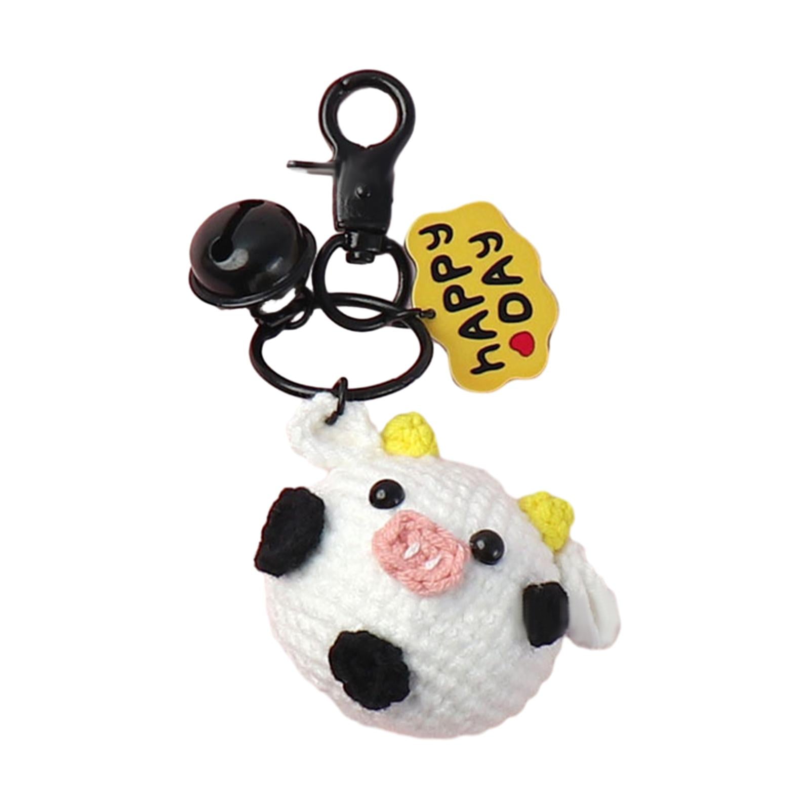 Knitted Keychain Plush Creative Charm Hanging Pendant for Wallet Phone Purse Black