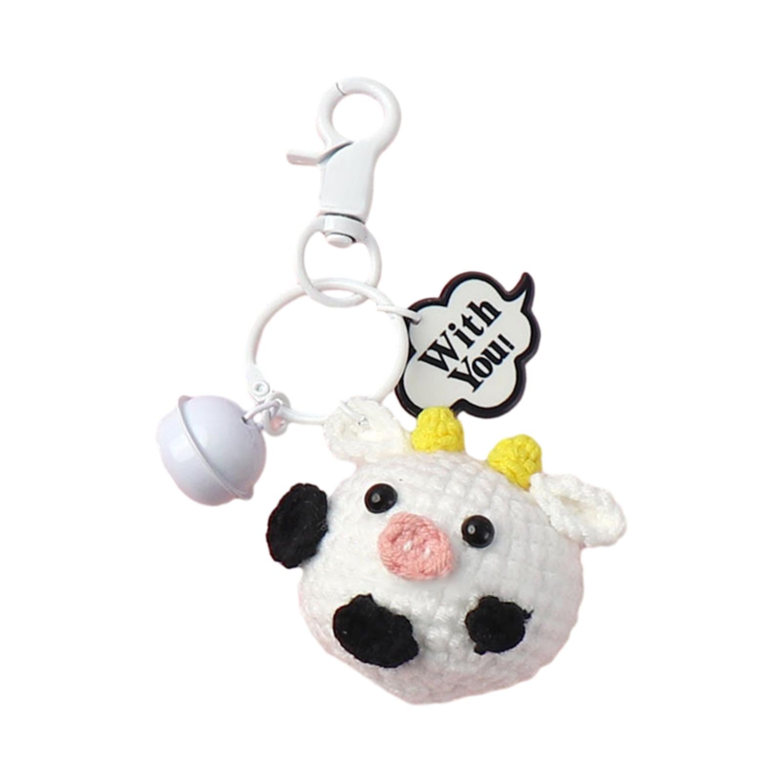 Knitted Keychain Plush Creative Charm Hanging Pendant for Wallet Phone Purse White