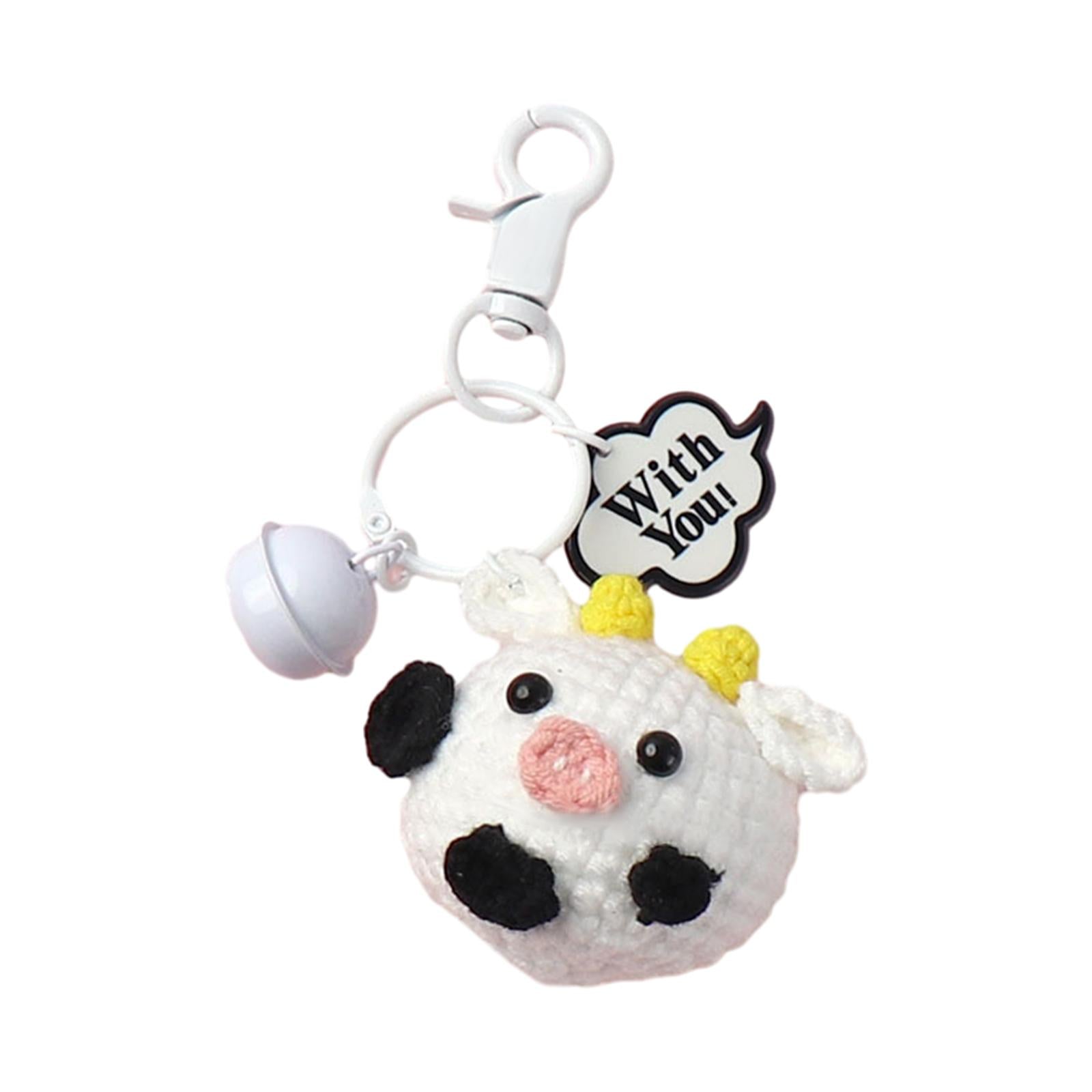 Knitted Keychain Plush Creative Charm Hanging Pendant for Wallet Phone Purse White