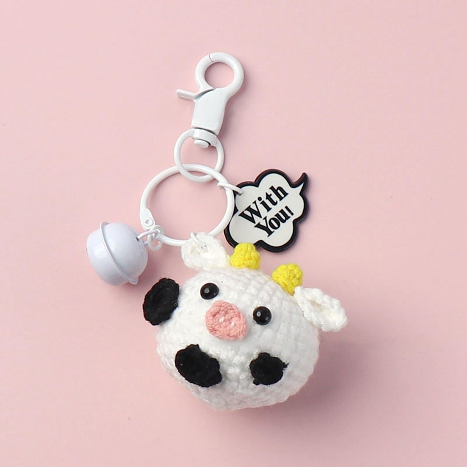Knitted Keychain Plush Creative Charm Hanging Pendant for Wallet Phone Purse White