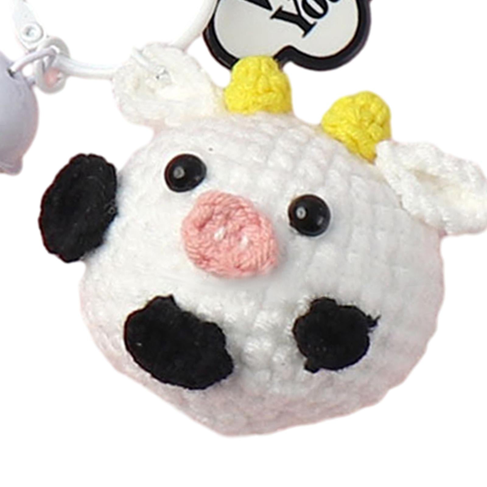 Knitted Keychain Plush Creative Charm Hanging Pendant for Wallet Phone Purse White