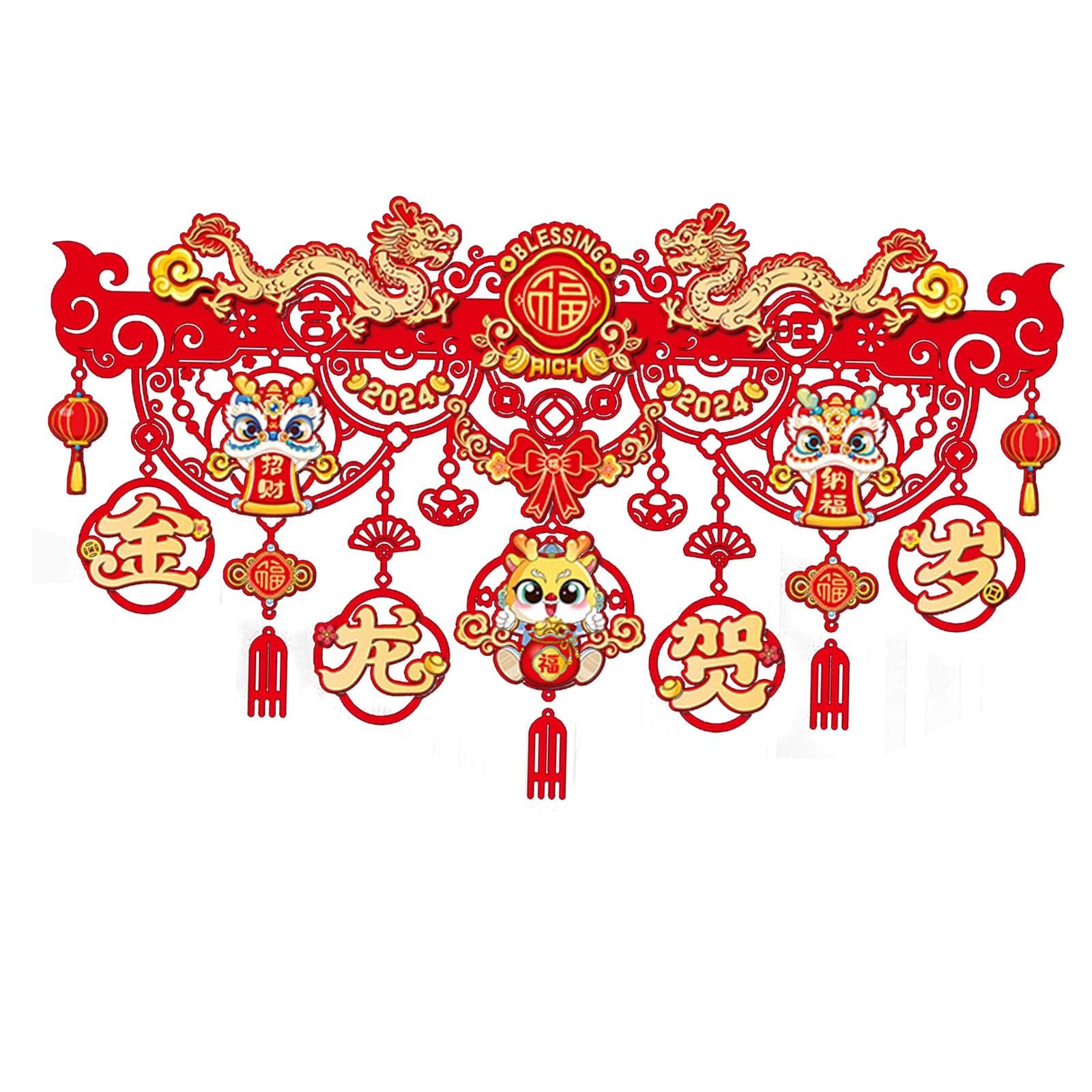 2xChinese New Year Decoration Lucky Door Decoration for Office Door Wall Style C