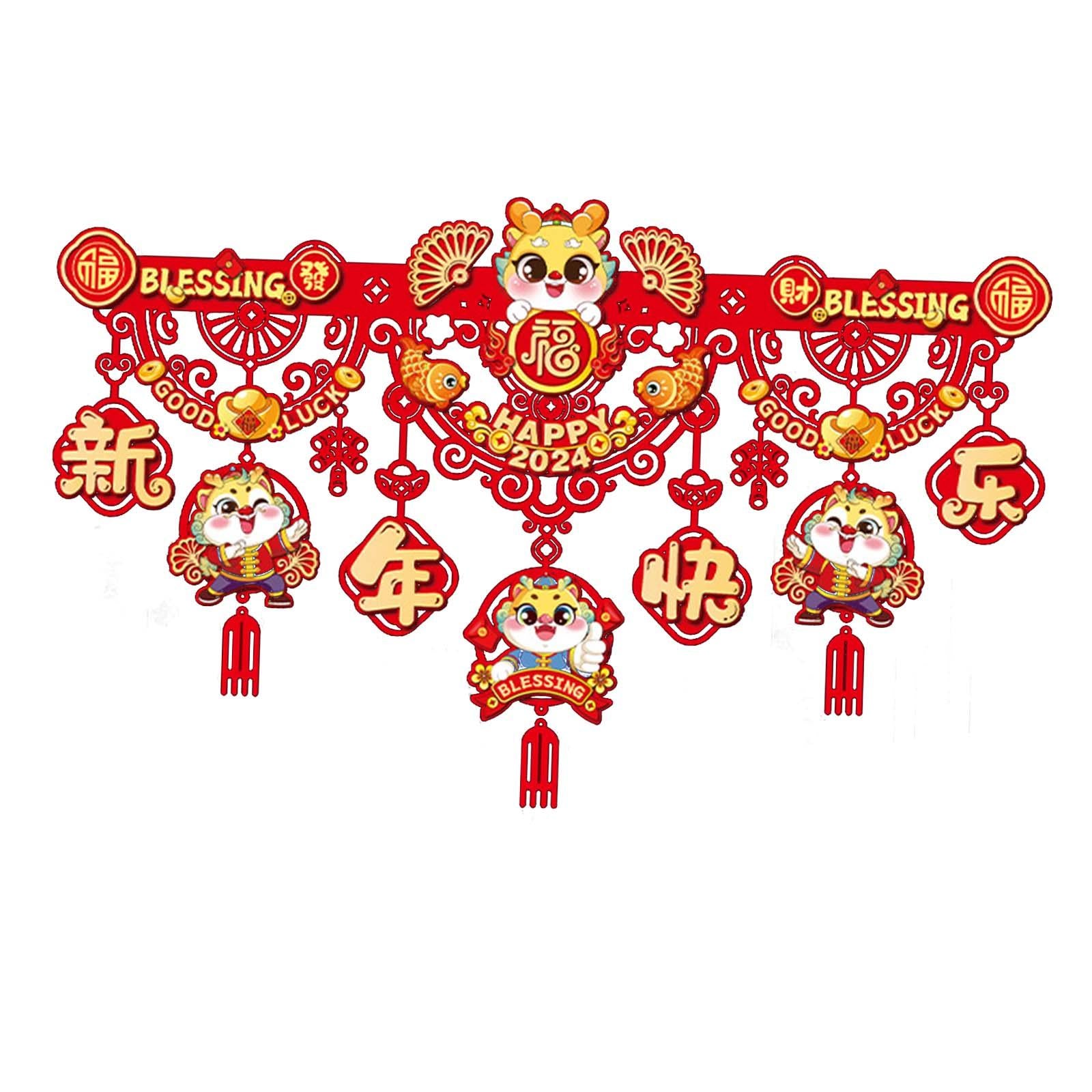 2xChinese New Year Decoration Lucky Door Decoration for Office Door Wall Style D