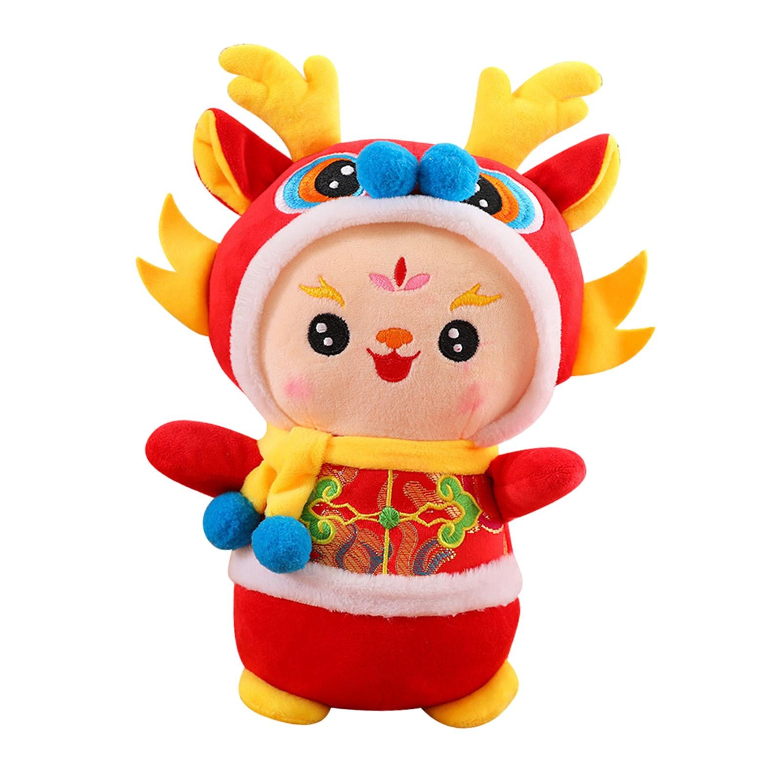 Chinese New Year Dragon Doll Dragon Figure for Holiday Restaurant Study Room 12cmx5cm