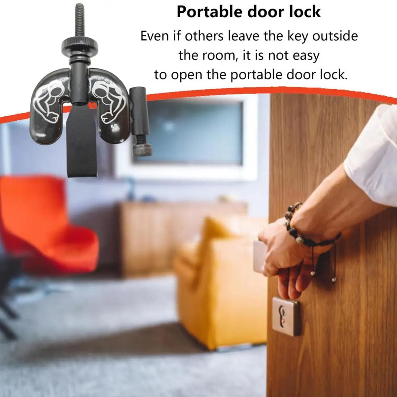Portable Door Lock Door Locks from Inside for Bedroom Apartment Rooms black with pattern