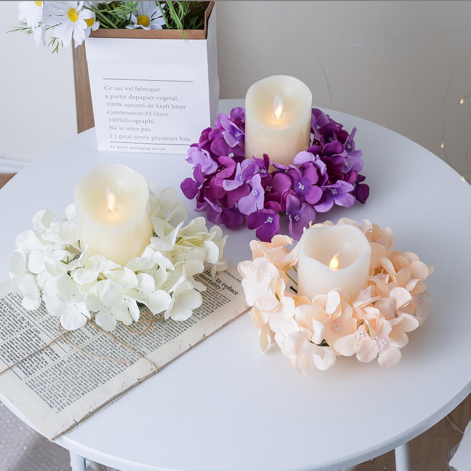 Artificial Flowers Candle Wreath Valentine's Day Decoration for Dining Table