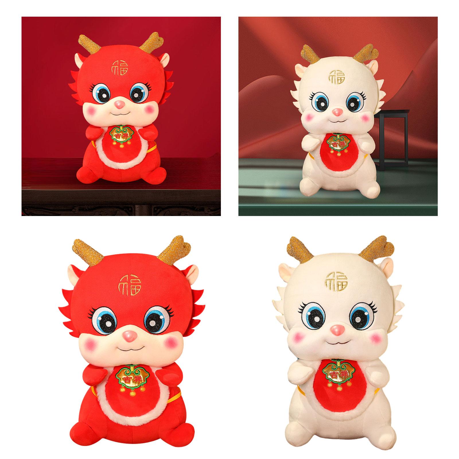 Stuffed Animal Ornament Decor Party Favors Chinese New Year Dragon Plush Toy Red