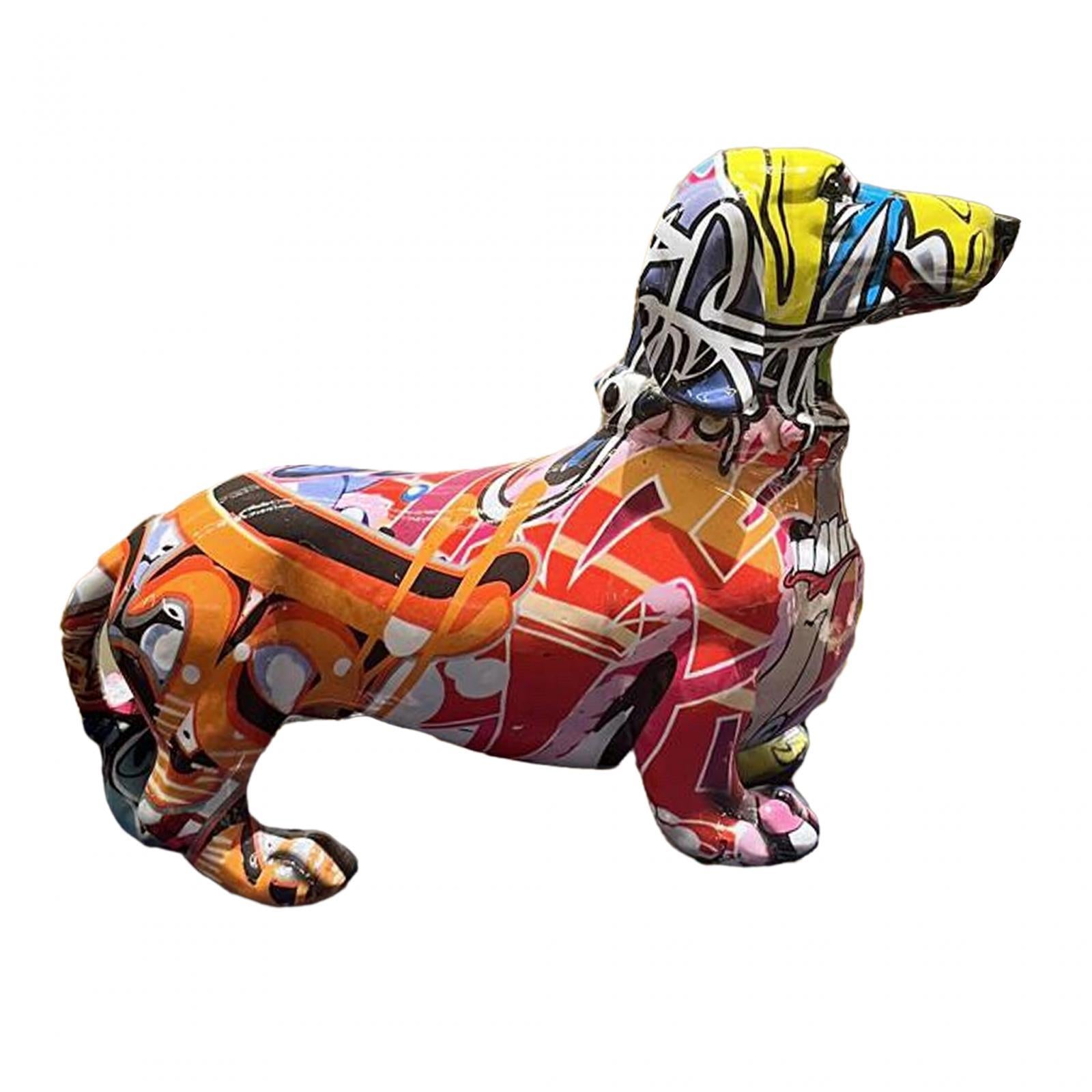 Polyresin Dog Statue Figurine Desktop Decoration Dachshund Statue for Office Graffiti