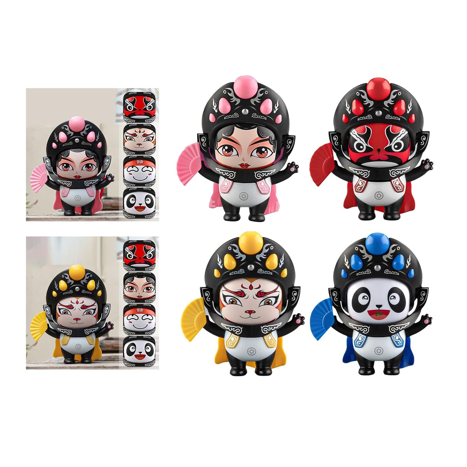 Sichuan Opera Face Changing Doll for Car Dashboard Decoration Office Cabinet Pink