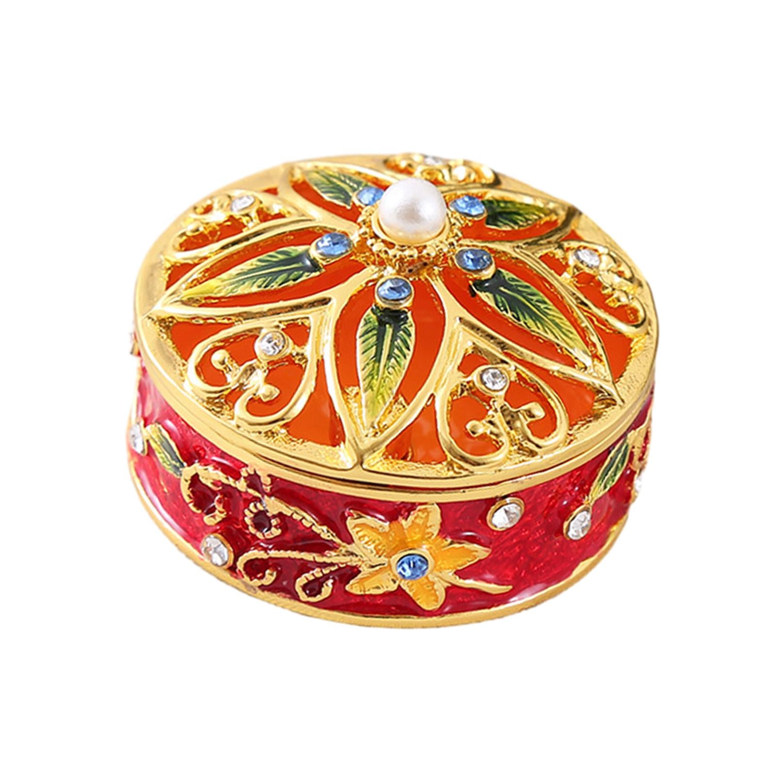Jewelry Box Lady Metal Enameled Jewelry Trinket for Wedding Tabletop Bedroom