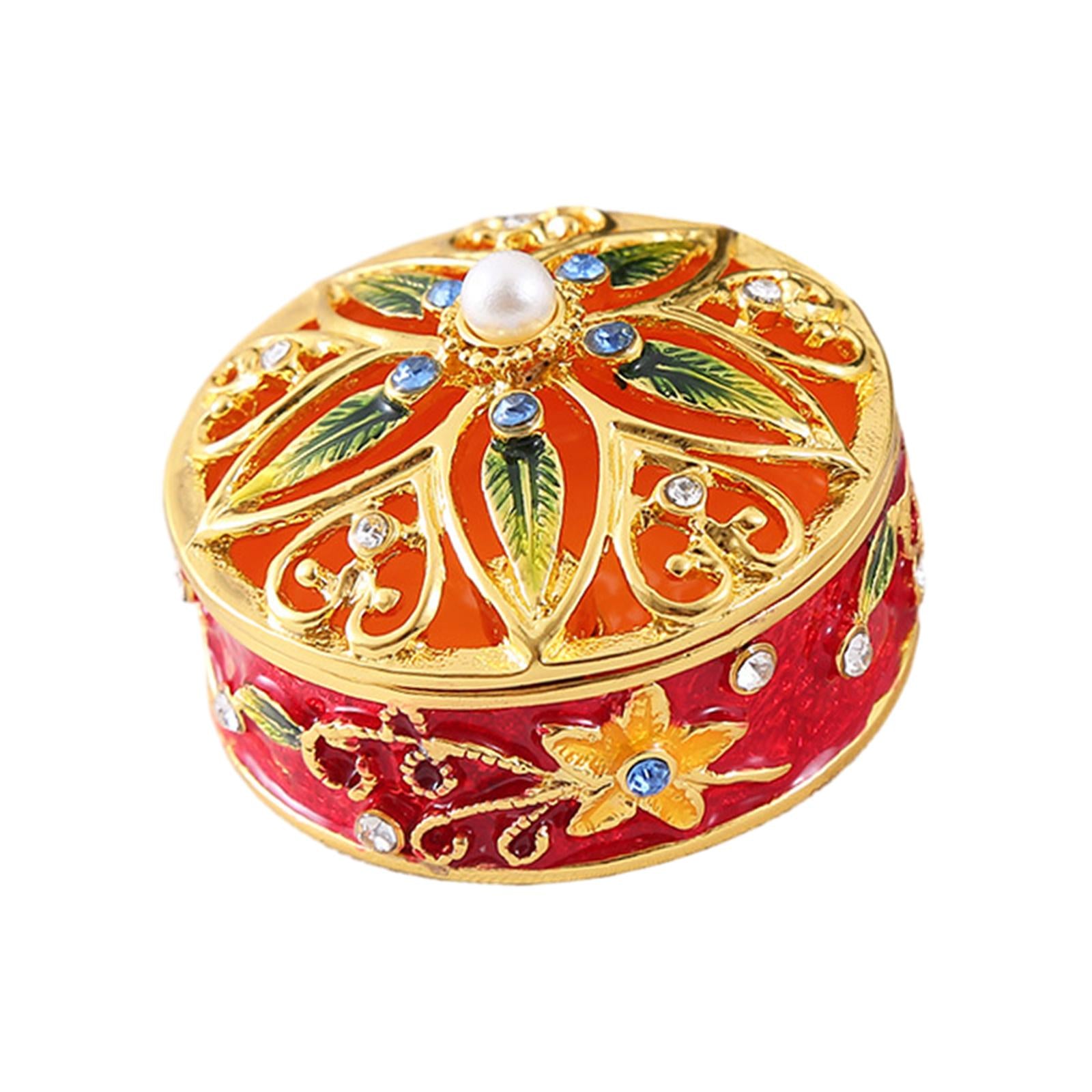 Jewelry Box Lady Metal Enameled Jewelry Trinket for Wedding Tabletop Bedroom