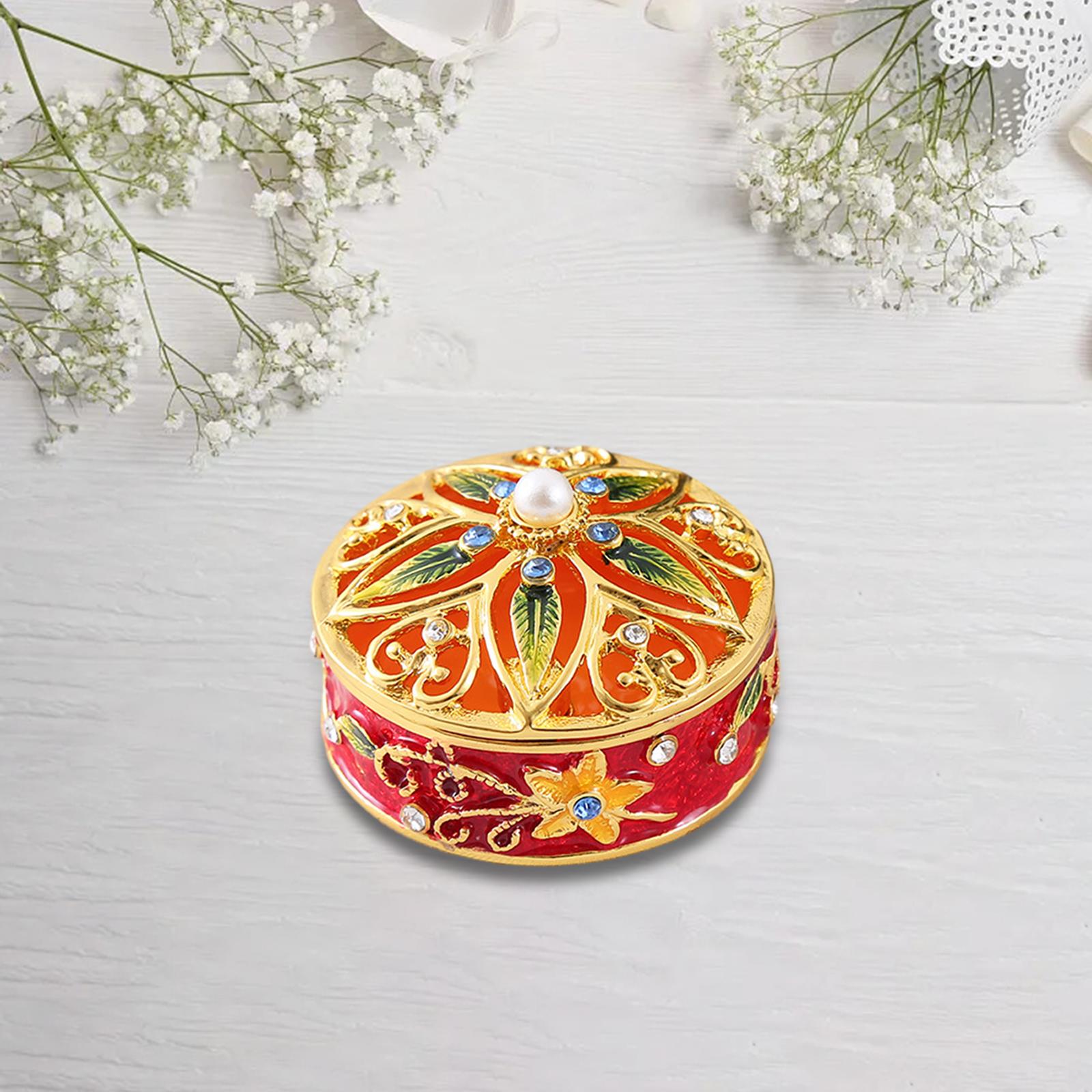 Jewelry Box Lady Metal Enameled Jewelry Trinket for Wedding Tabletop Bedroom