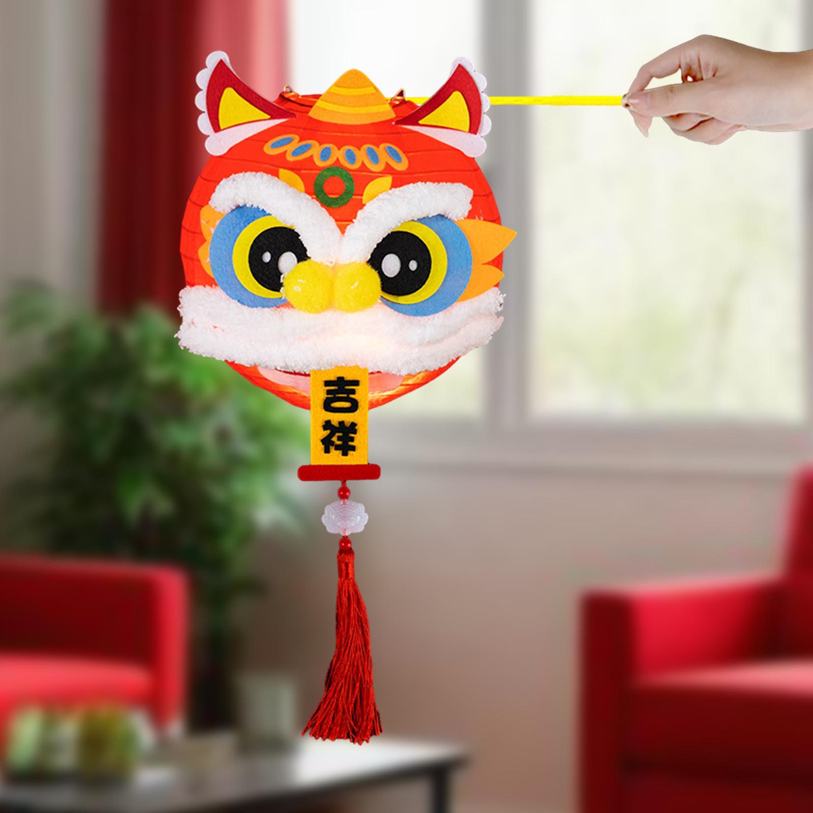 Spring Festival Lanterns DIY Materials Kits Dance Lion Lantern for Cafe Home Propitious