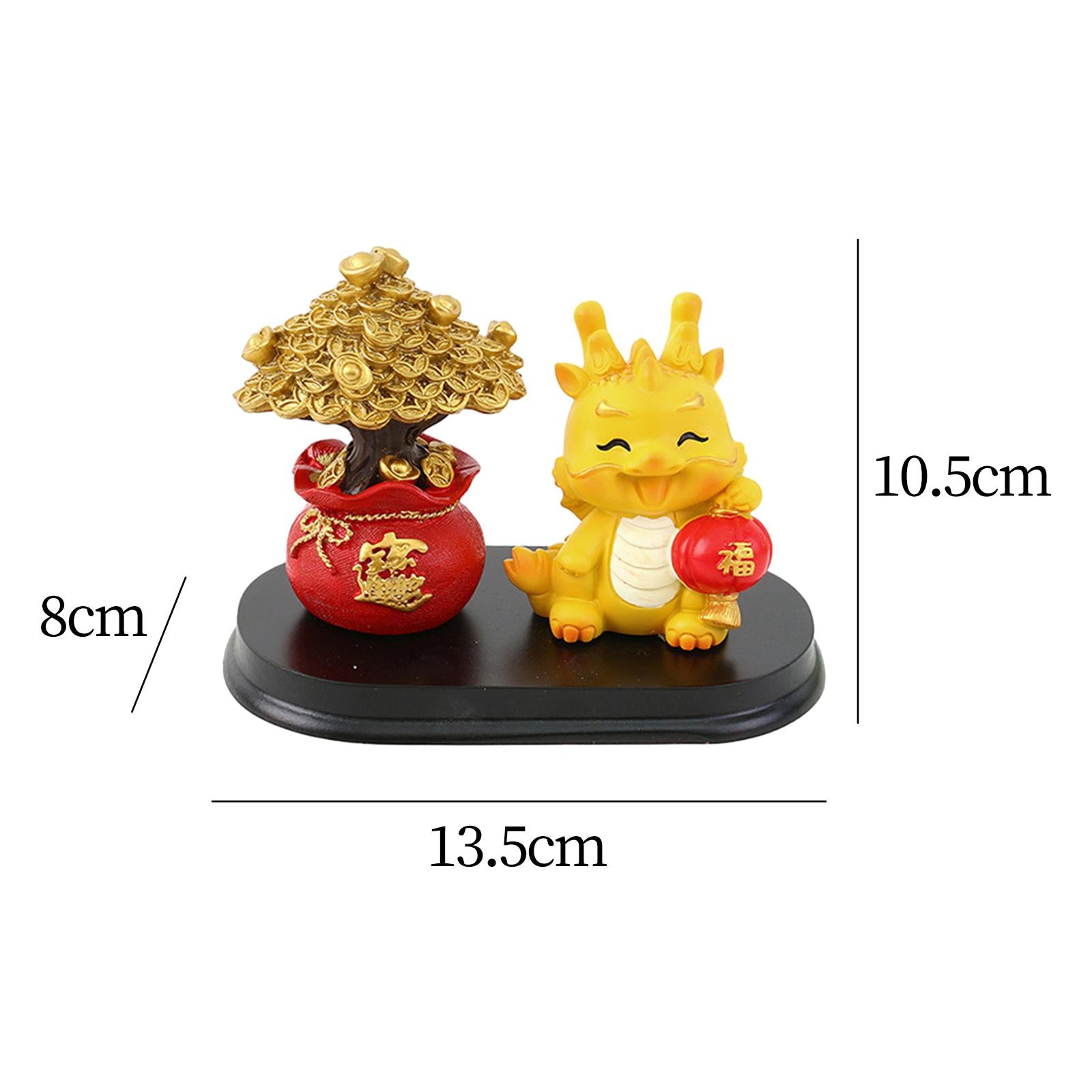 Chinese Dragon Statue with Money Tree Statue for New Year Birthday Gift Cafe Style D