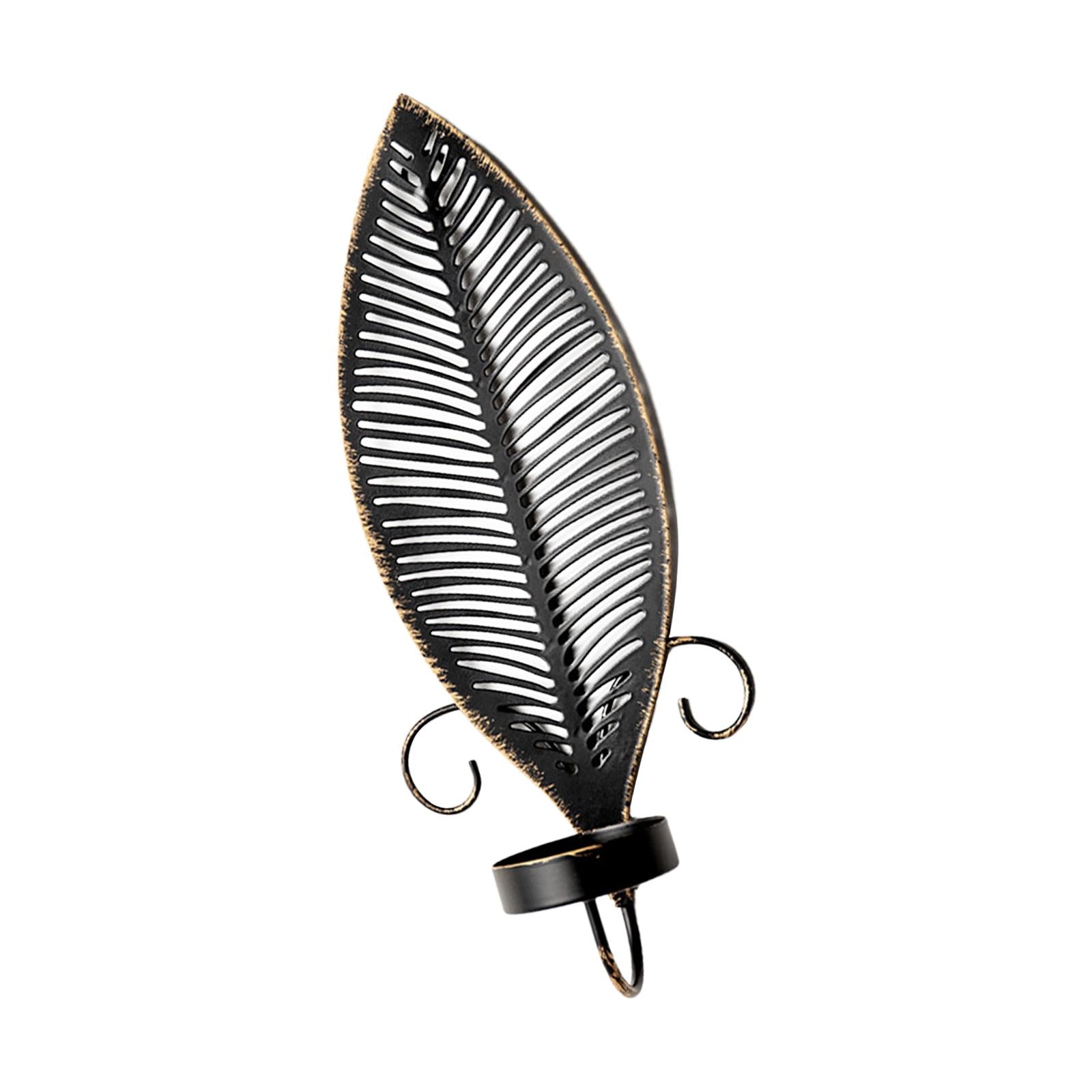 Metal Candle Holder Leaf Shaped Ornament for Festival Mantel Valentine's Day Wall Mounted